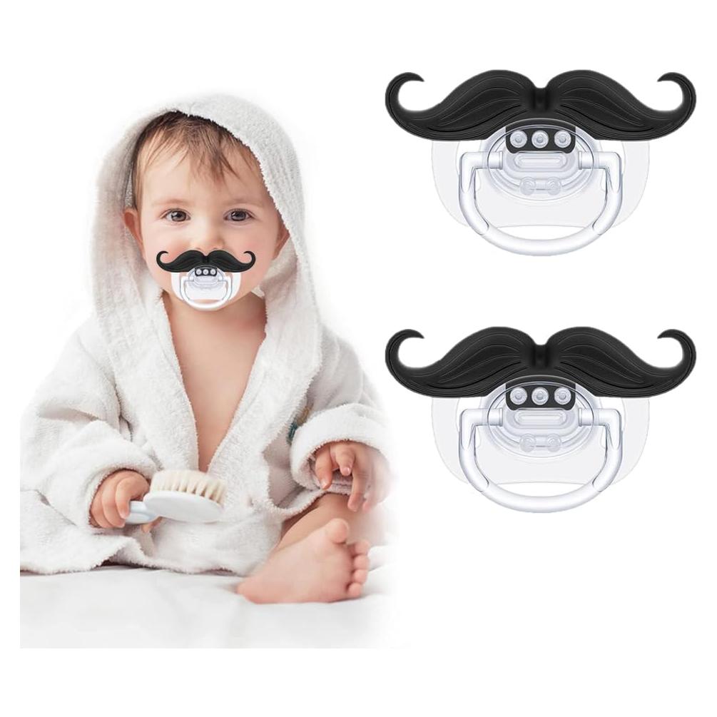 Chupetes Divertidos de Bigote para Bebés 0-18 Meses - 3 Piezas