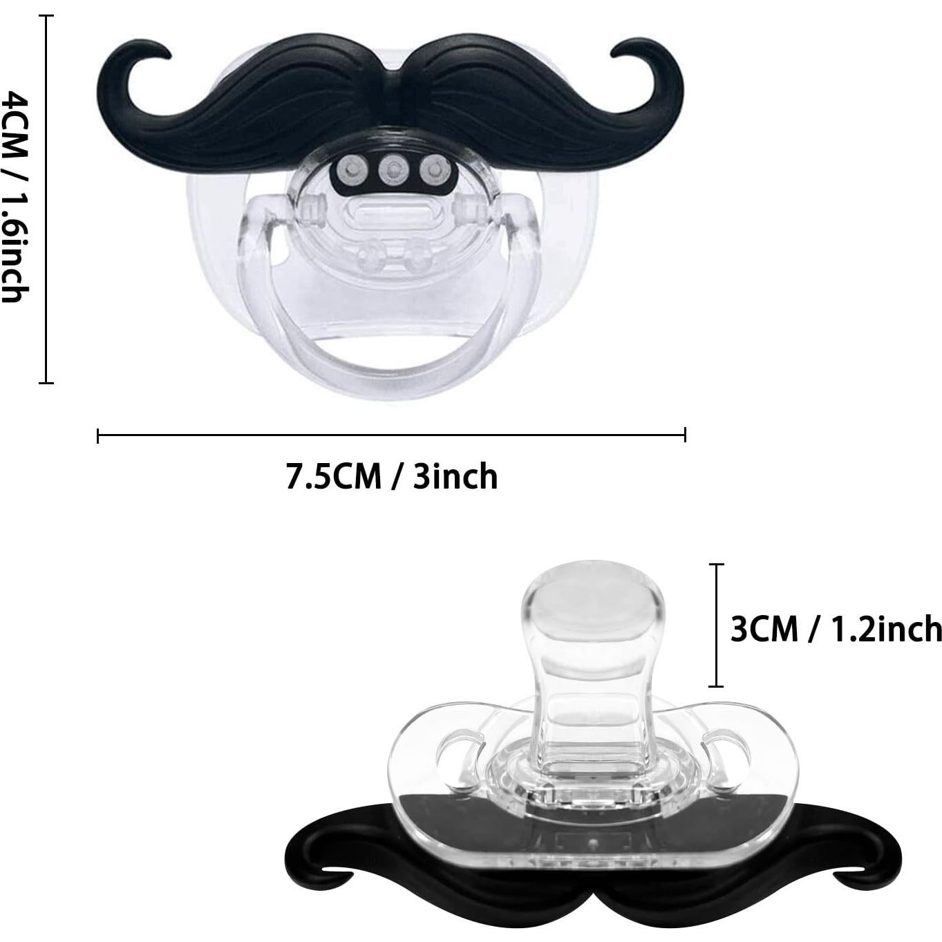 Chupetes Divertidos de Bigote para Bebés 0-18 Meses - 3 Piezas