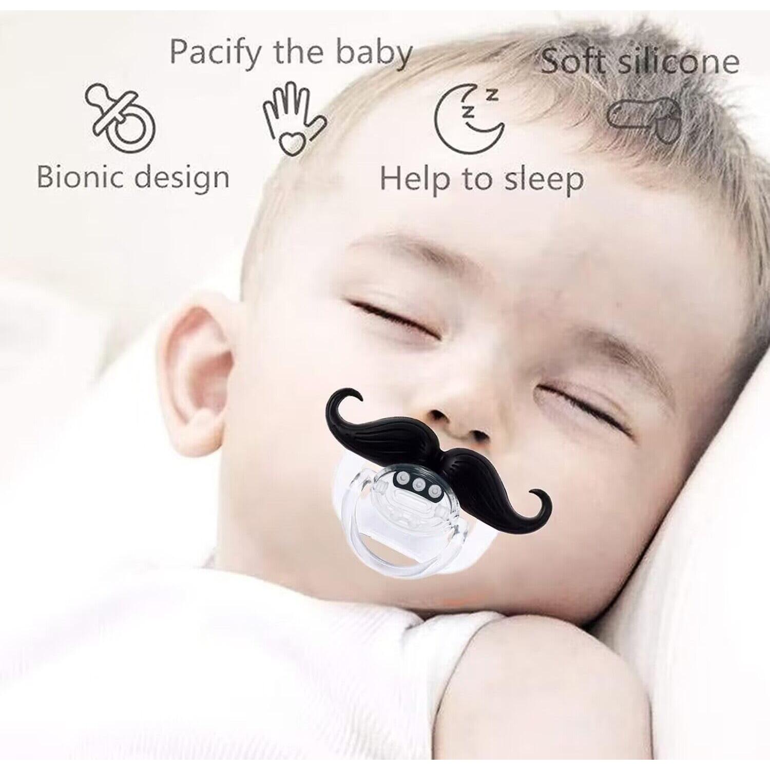 Chupetes Divertidos de Bigote para Bebés 0-18 Meses - 3 Piezas