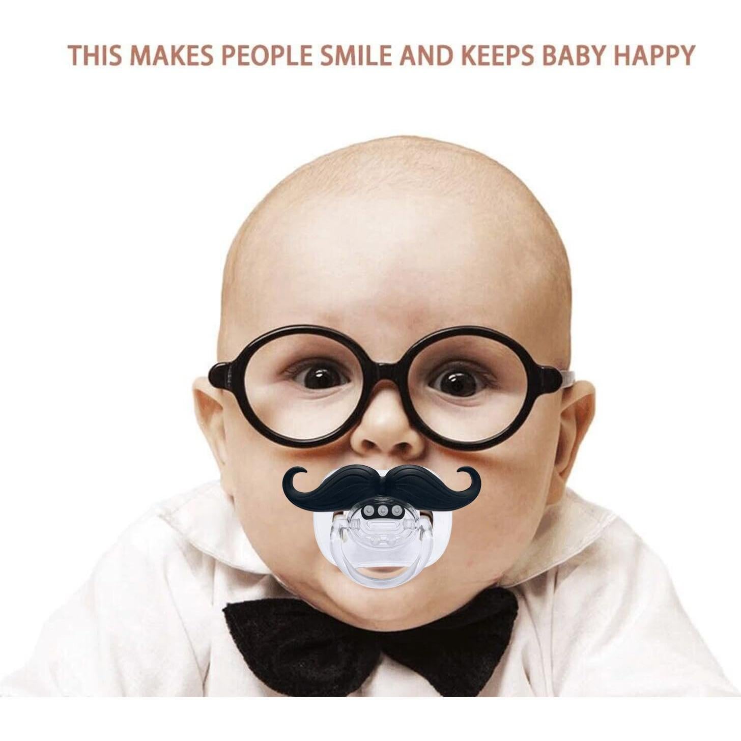 Chupetes Divertidos de Bigote para Bebés 0-18 Meses - 3 Piezas