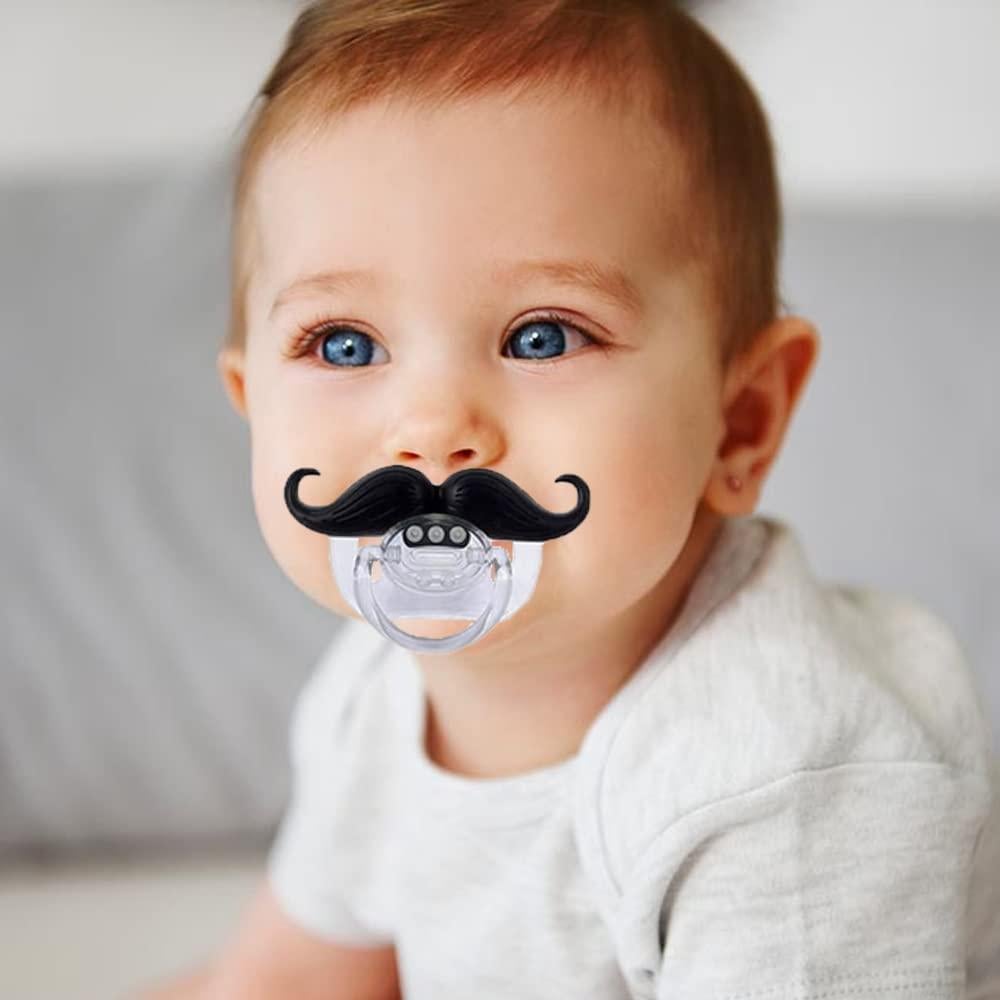 Chupetes Divertidos de Bigote para Bebés 0-18 Meses - 3 Piezas