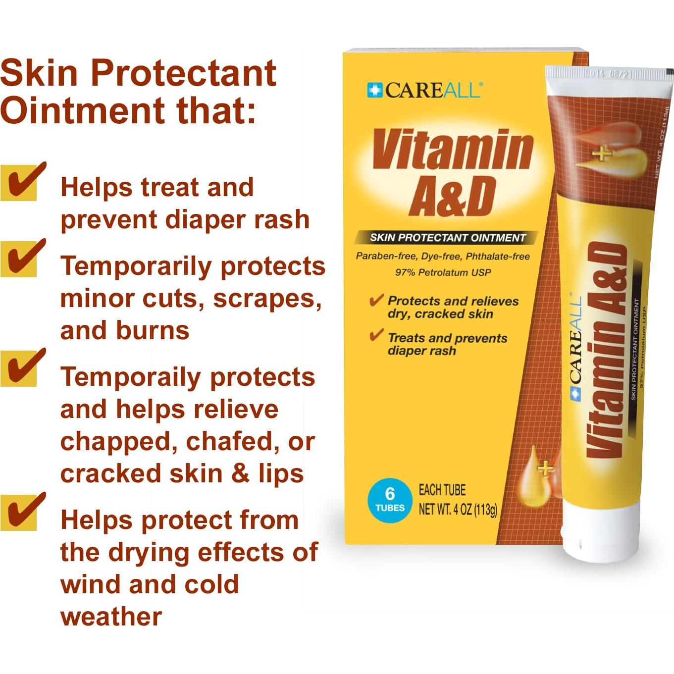 Ungüento Vitamina A&D CareAll 6 Tubos 113.4g para Dermatitis