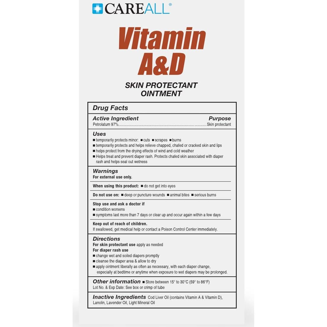 Ungüento Vitamina A&D CareAll 6 Tubos 113.4g para Dermatitis