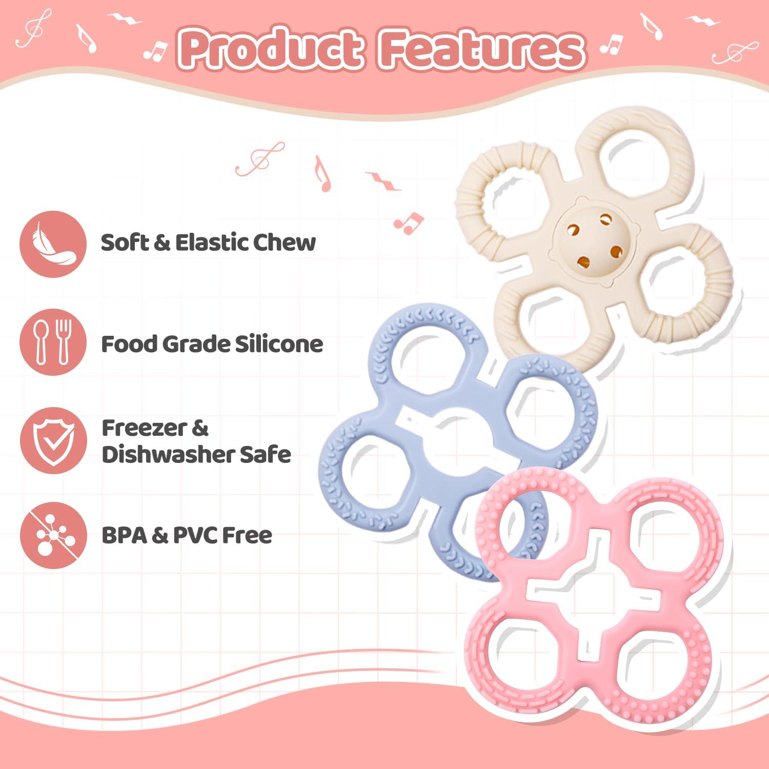 Juguete de Dentición 3 en 1 Yaozyety Rosa Silicona BPA Libre