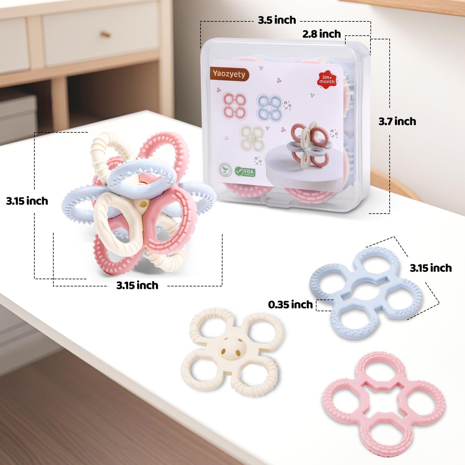 Juguete de Dentición 3 en 1 Yaozyety Rosa Silicona BPA Libre