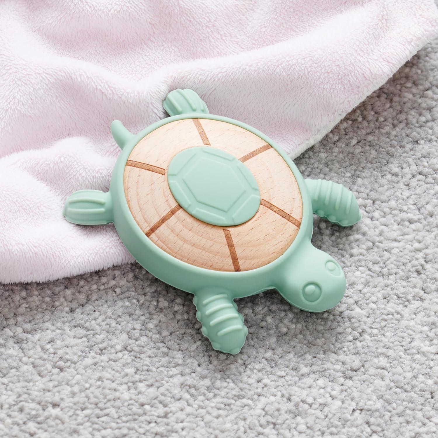 Mordedor Silisoft Tortuga de Silicona y Madera para Bebés