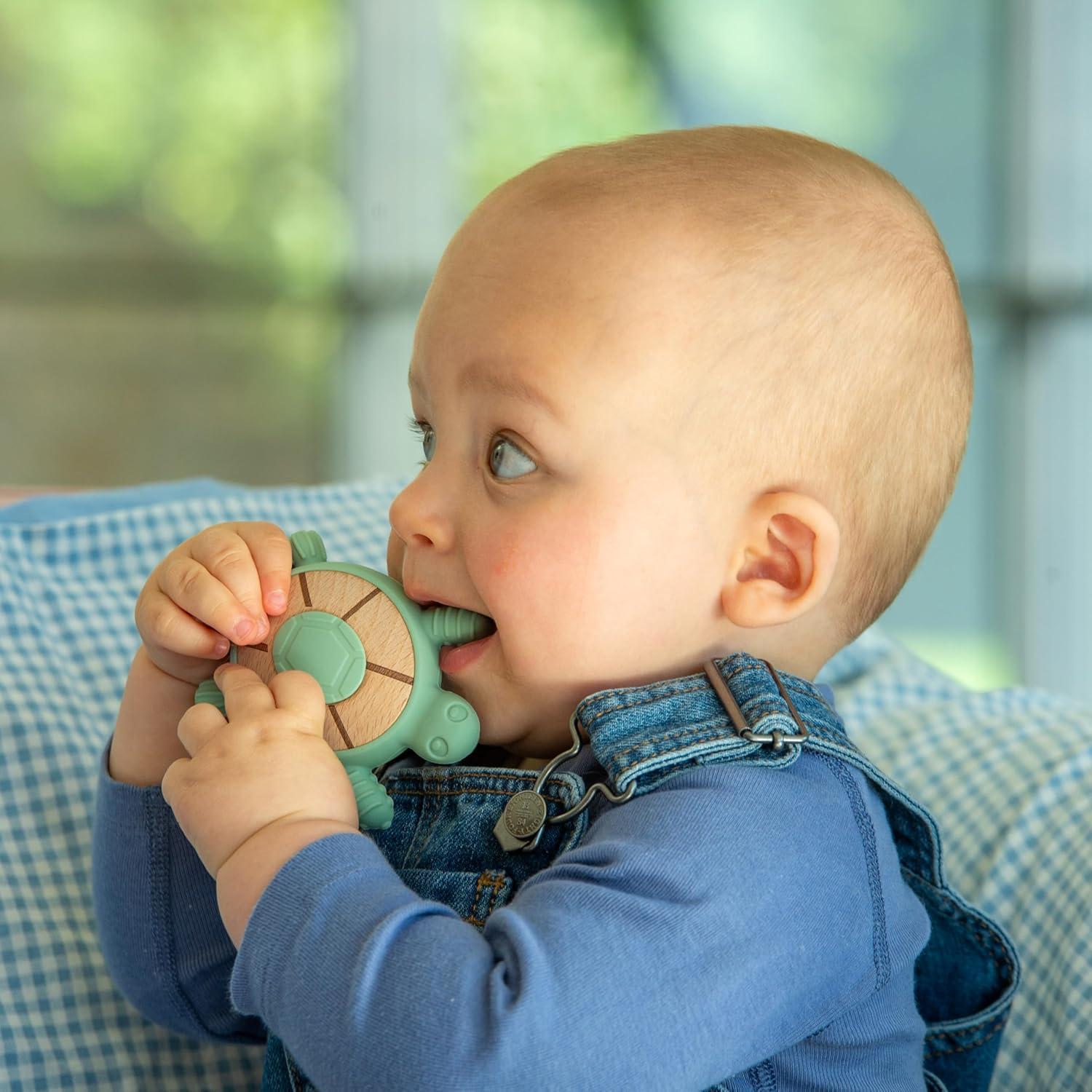 Mordedor Silisoft Tortuga de Silicona y Madera para Bebés