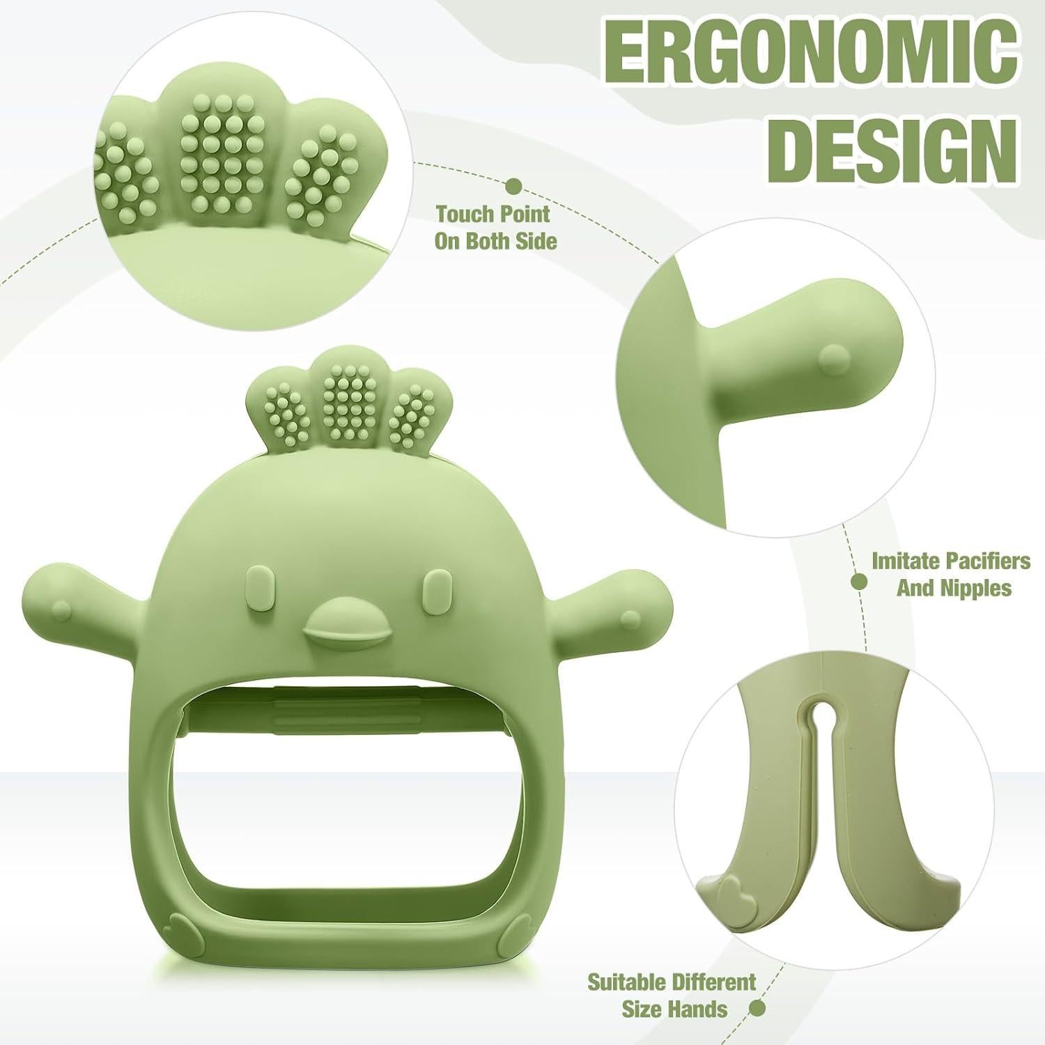 Paquete de 3 Mordedores de Silicona para Bebés - Verde, Rojo, Amarillo