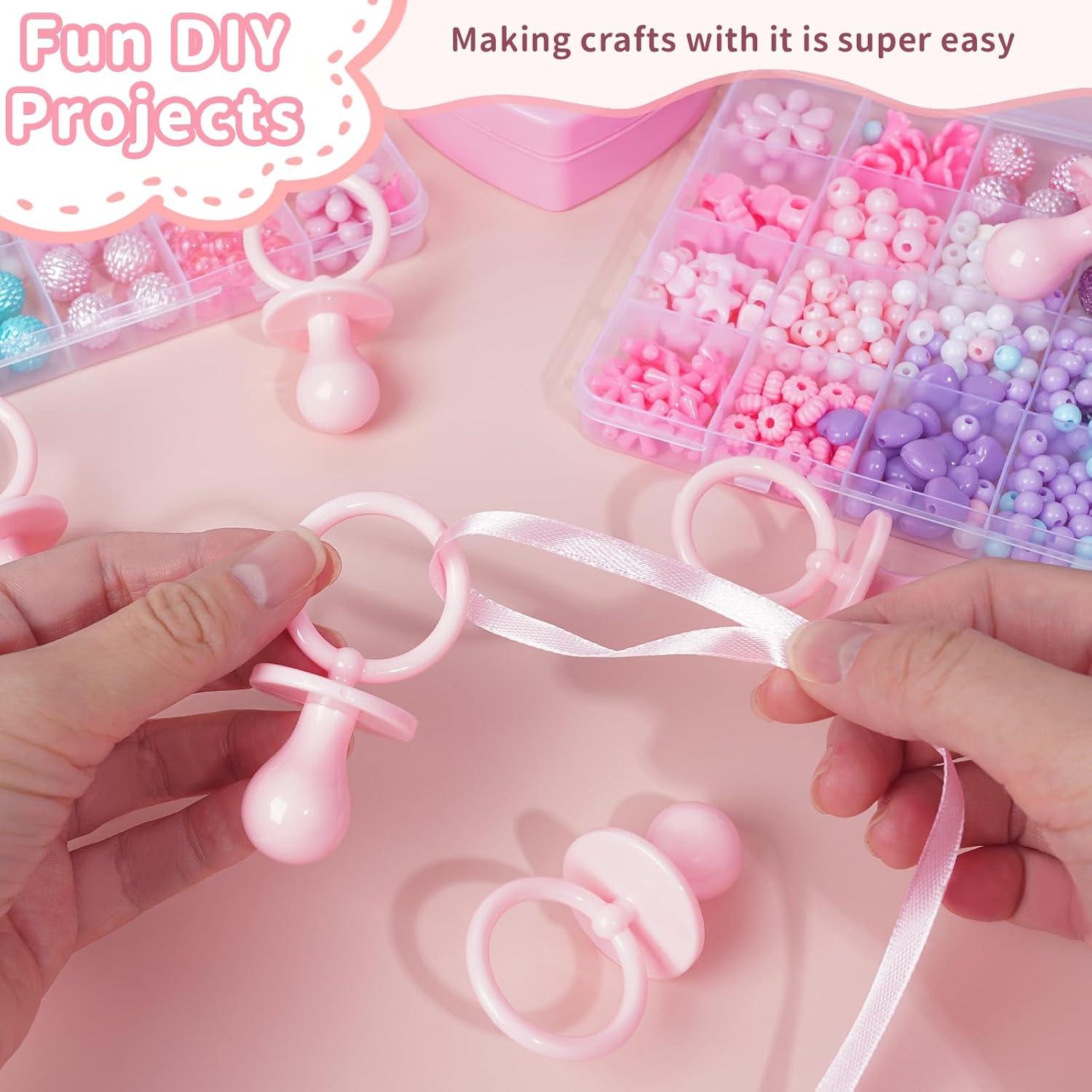 36 Chupetes de Plástico Rosa para Baby Shower - Decoración DIY