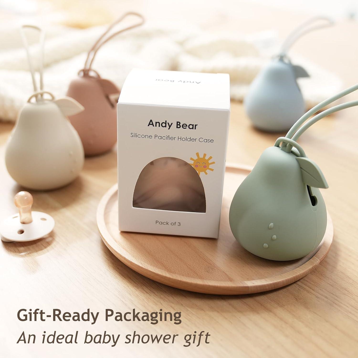 Estuche de Silicona para Chupetes Andy Bear - Set de 3 Colores