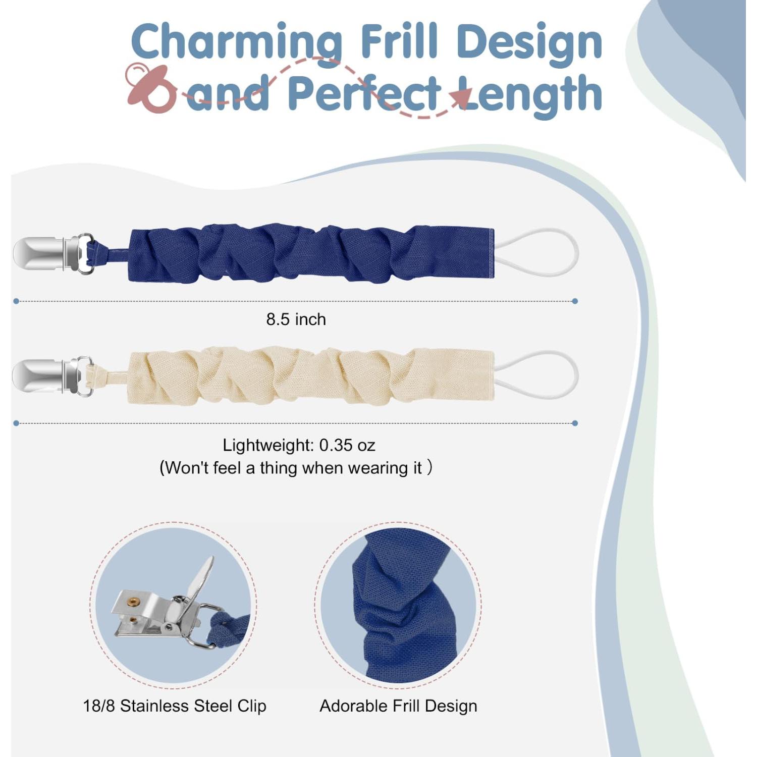 Clip de Chupete TenderBabe Naranja - 6 Paquetes, Seguro y Suave