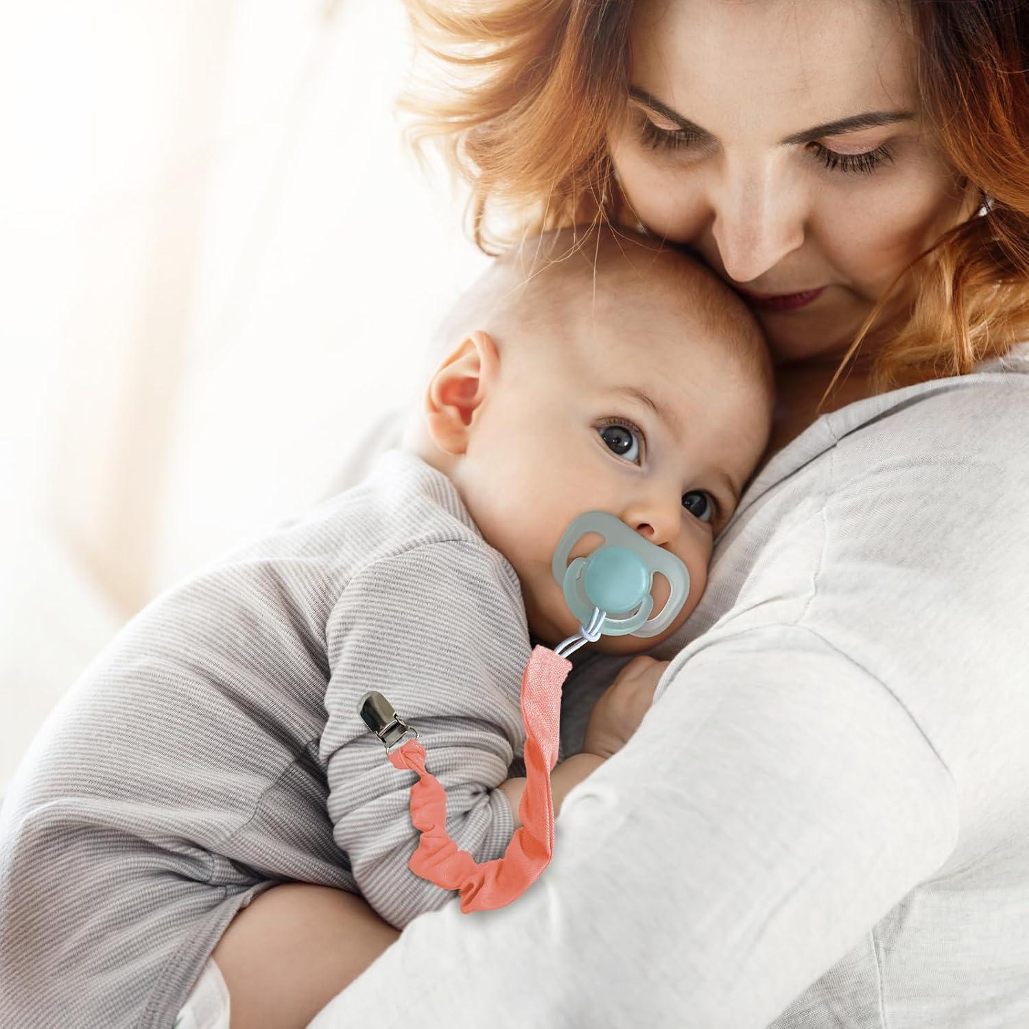 Clip de Chupete TenderBabe Naranja - 6 Paquetes, Seguro y Suave