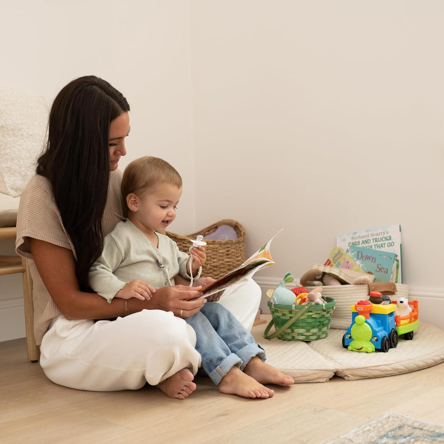 Set de 2 Clips de Chupete Baby Amy - Silicona Libre de BPA - Azul y Gris