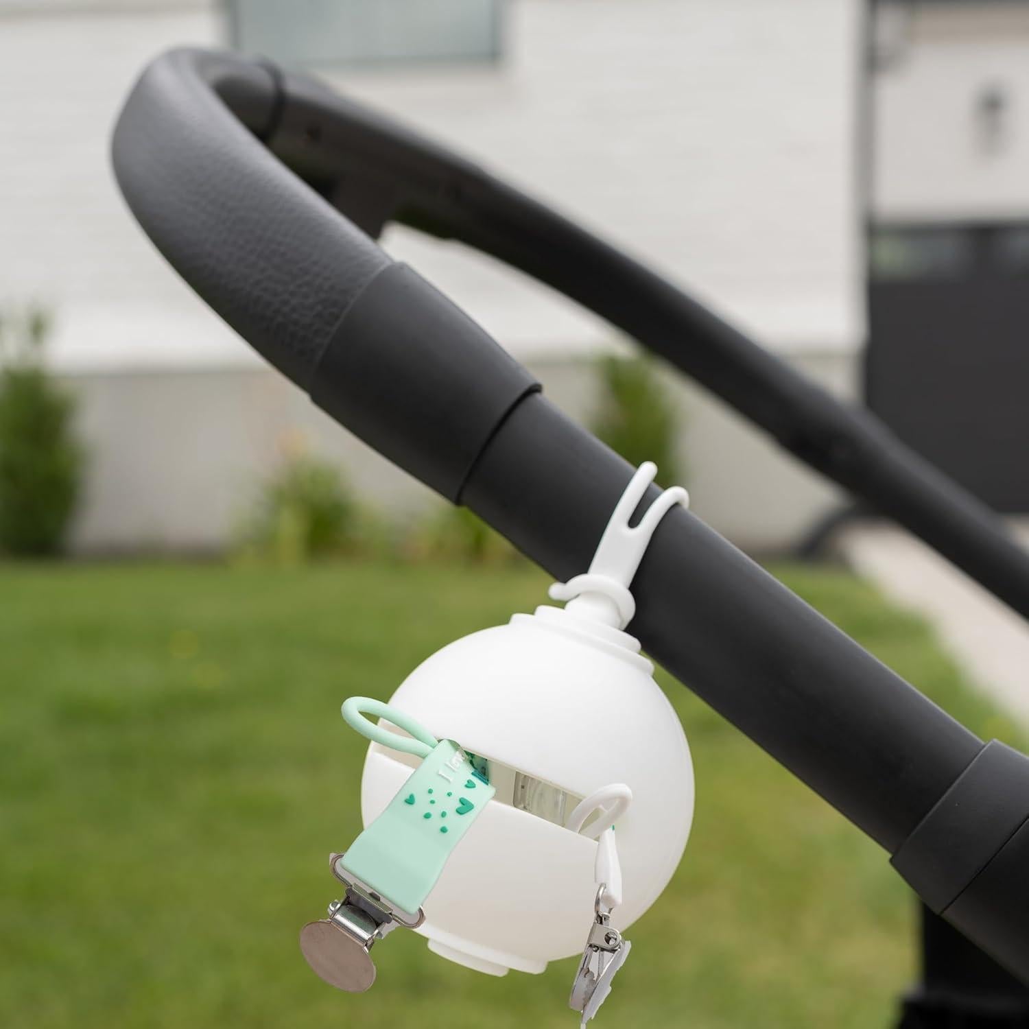 Set de 2 Clips de Chupete Baby Amy - Silicona Libre de BPA - Azul y Gris