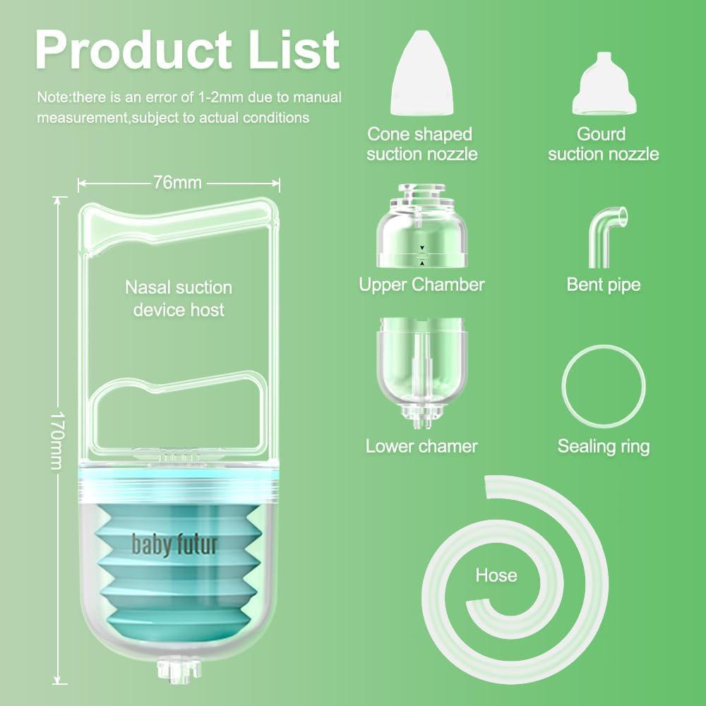 Aspirador Nasal Baby Futur - Succionador Manual para Bebés con 2 Puntas de Silicona