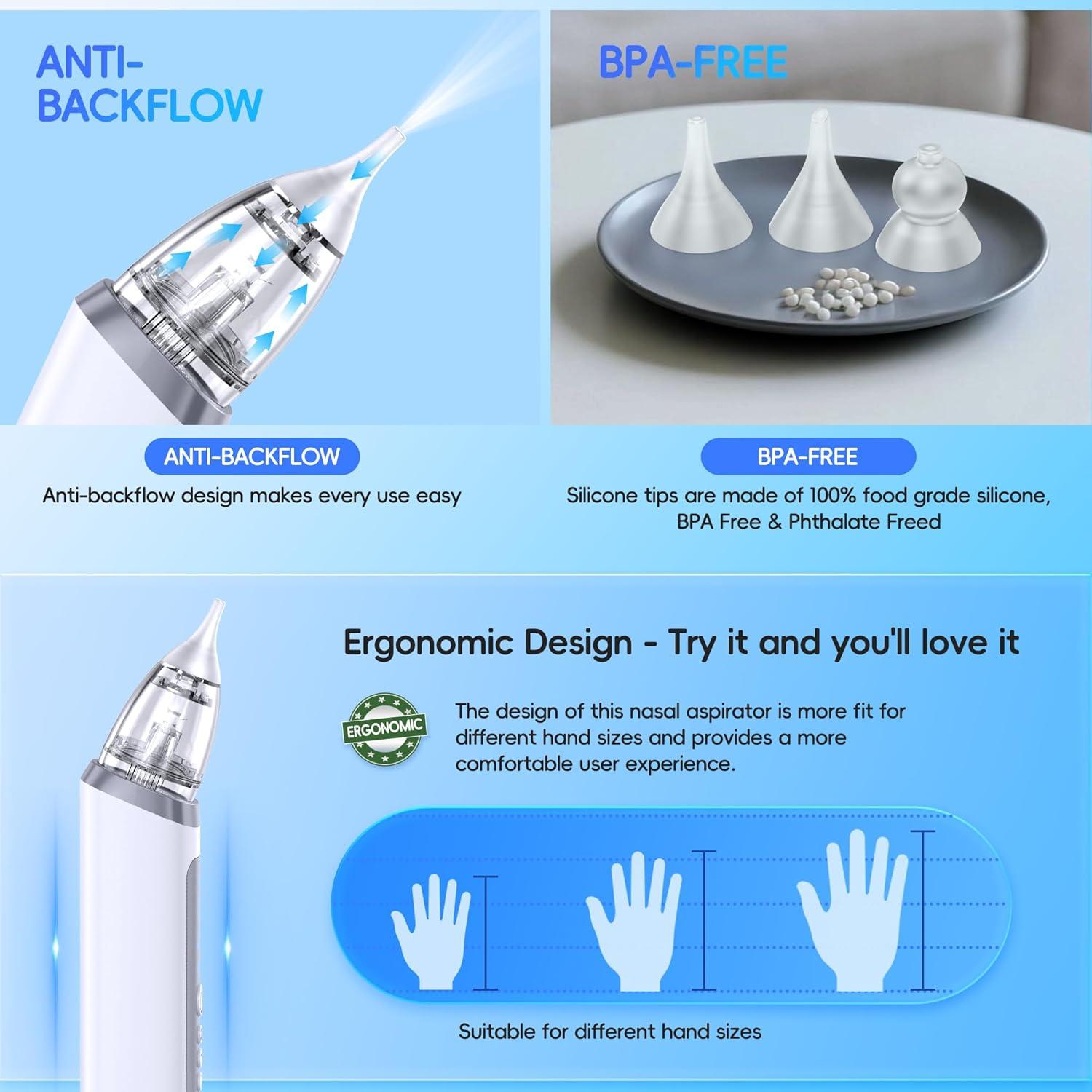 Aspirador Nasal Eléctrico Medcodes para Bebé - 3 Niveles de Succión