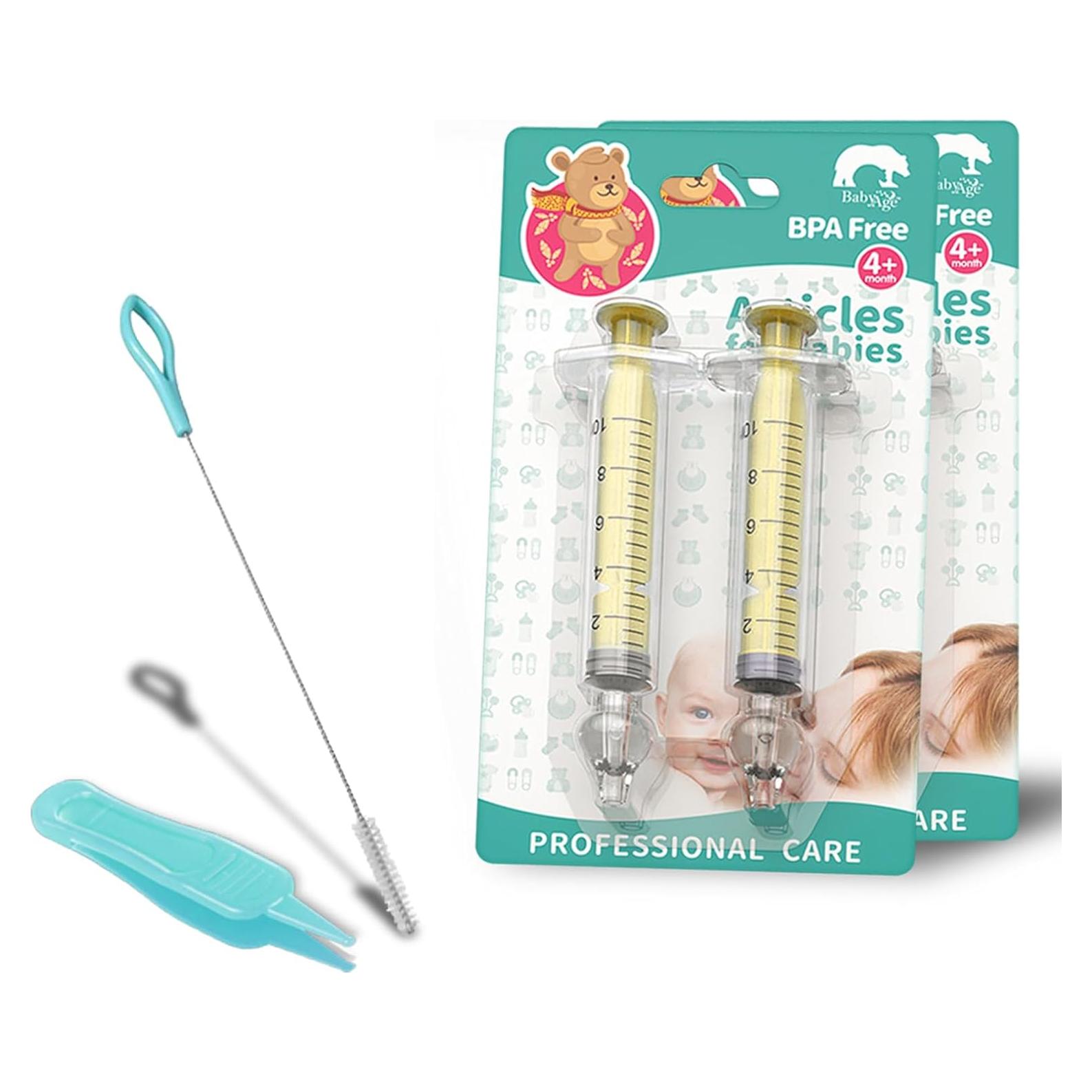 Jeringa Nasal para Bebé Elfzone 4PCS Silicona 10ml Amarillo