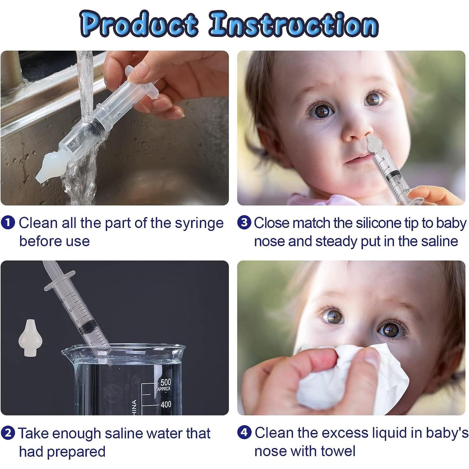 Jeringa Nasal para Bebé Elfzone 4PCS Silicona 10ml Amarillo