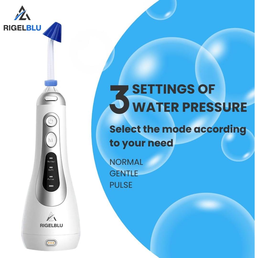 Irrigador Nasal Inalámbrico RIGELBLU con 3 Modos y 6 Puntas