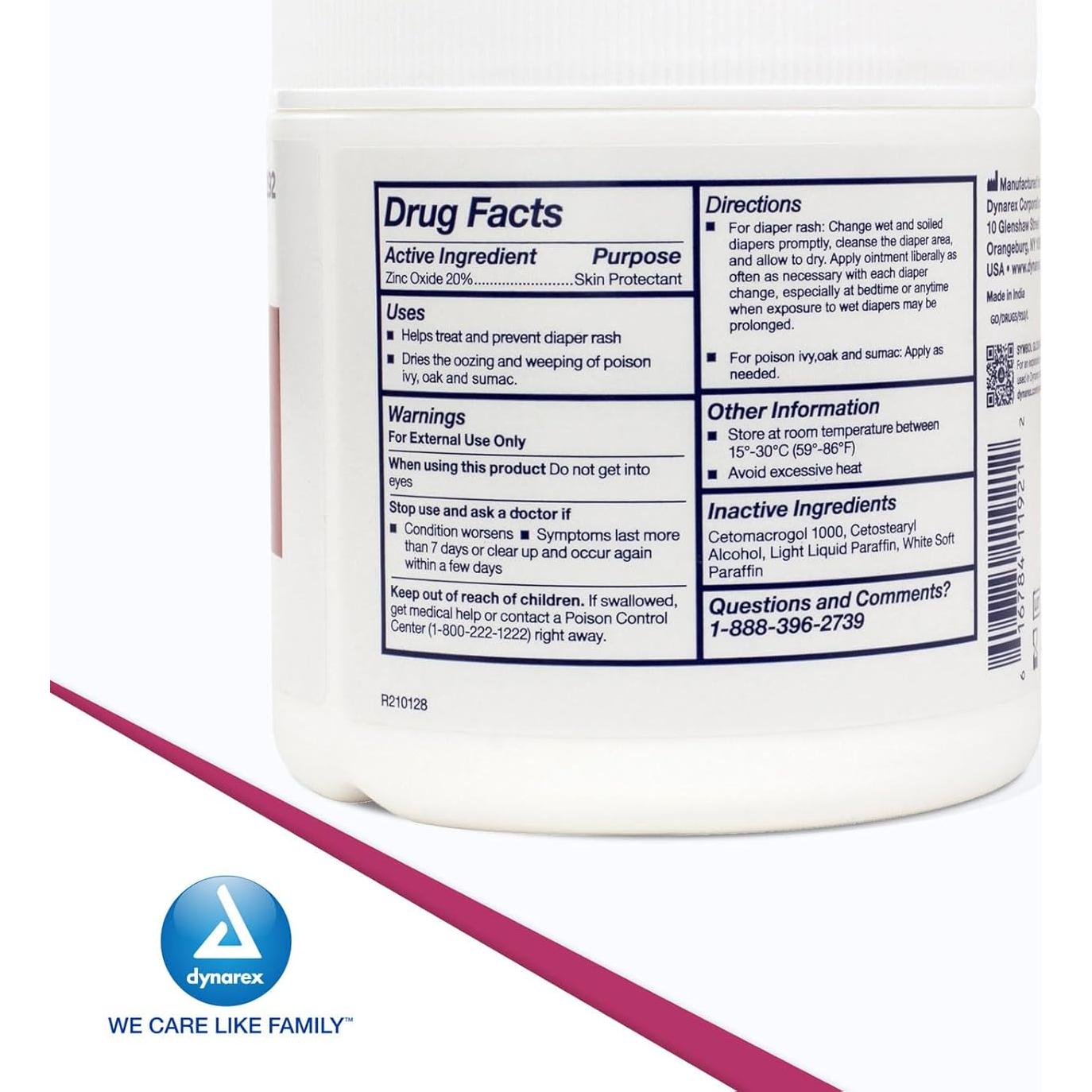 Pomada de Óxido de Zinc Dynarex 425 g - Alivio Irritación Piel