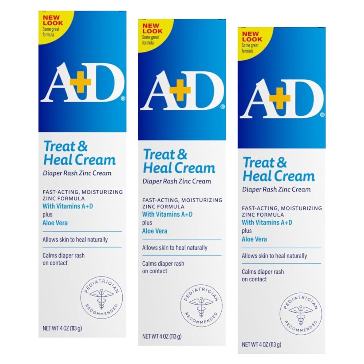 Crema para Erupciones de Pañal A+D con Óxido de Zinc 3x113g