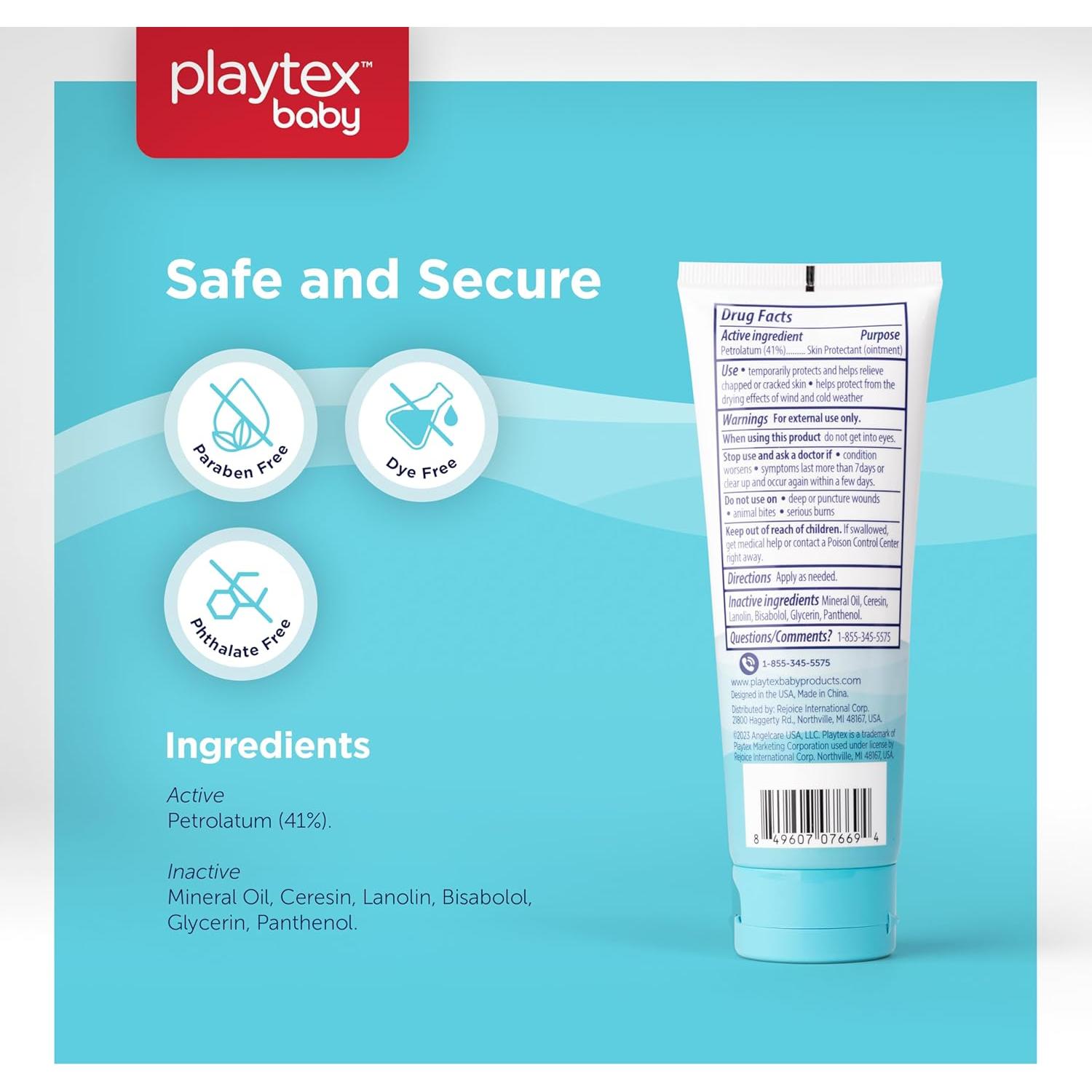 Pomada Curativa Playtex Baby, 3 Tubos de 85 g, Hipoalergénica