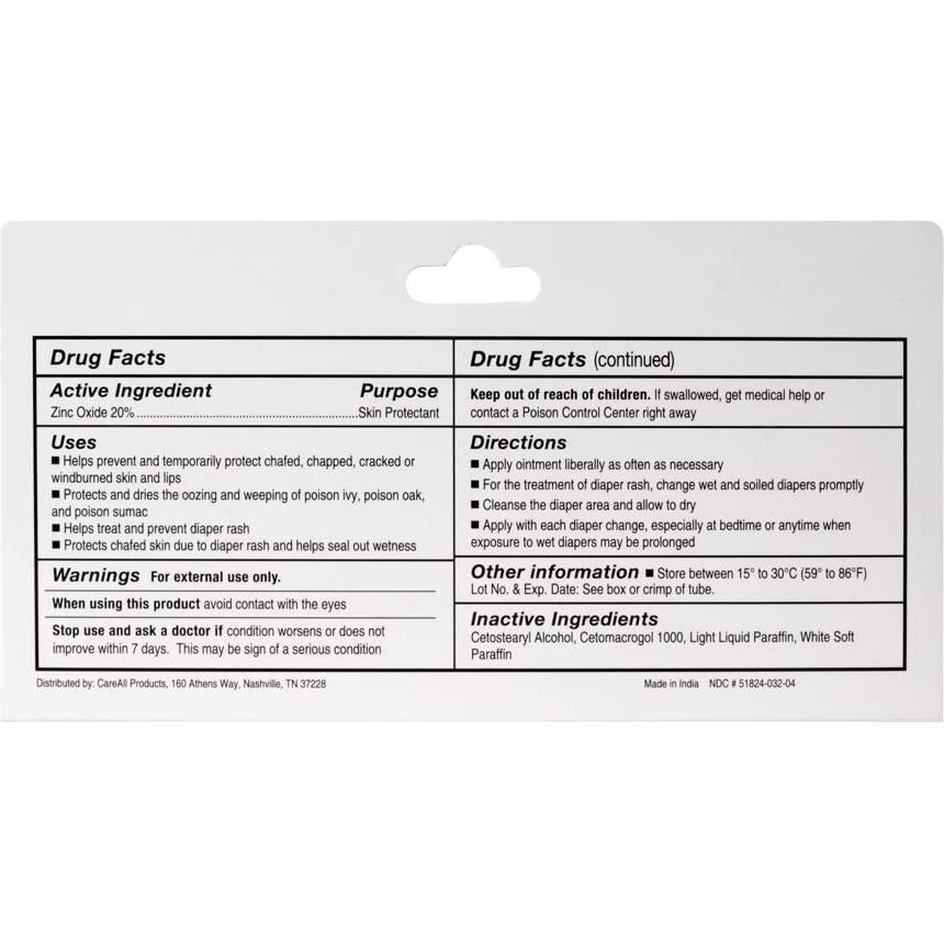 Ungüento CareALL Óxido de Zinc 20% 2 oz - Barrera Protectora