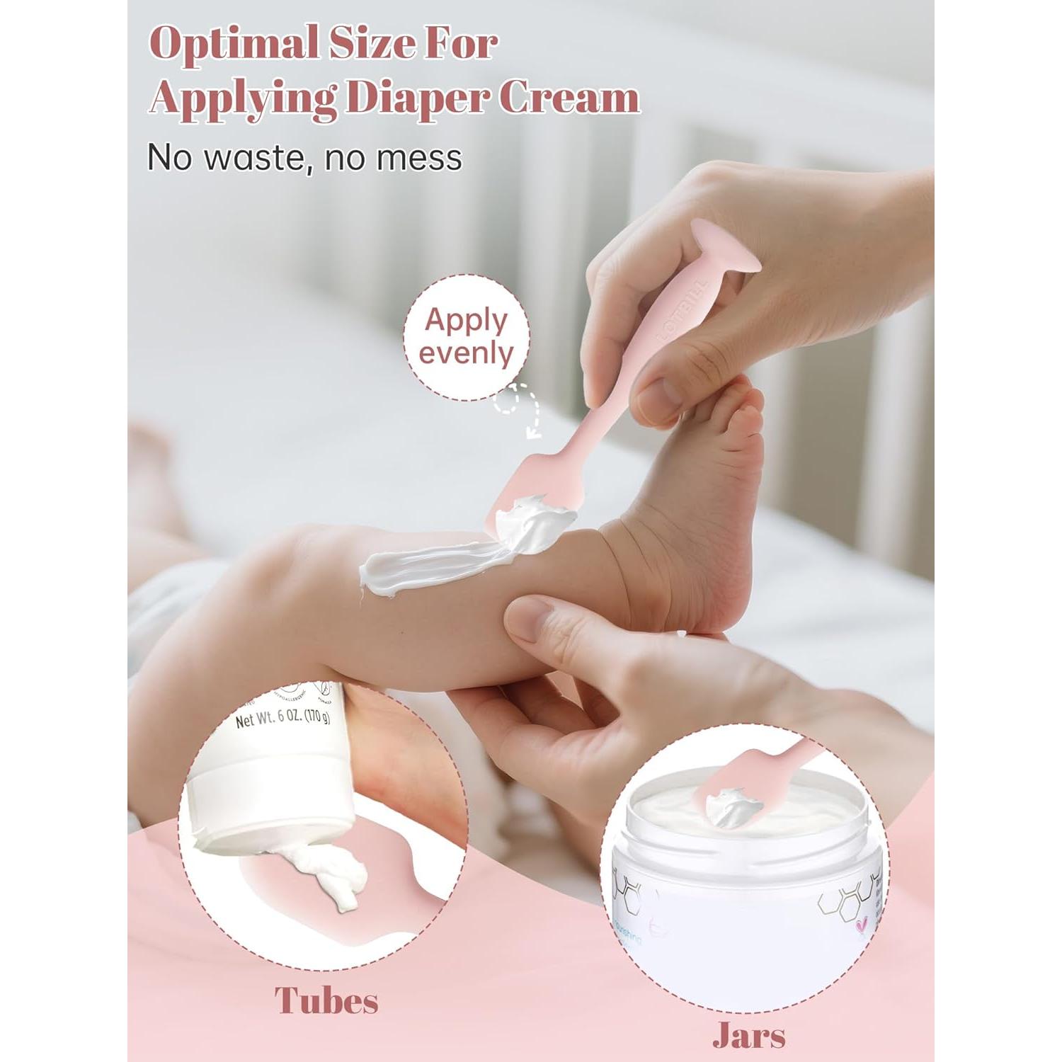 Diaper Cream Spatula, 2 Pack Butt Spatula Baby, Silicone Diaper Cream Applicator, Full-Size and Mini Butt Paste Spatula for Babies, Newborn Baby Necessities (Pink)