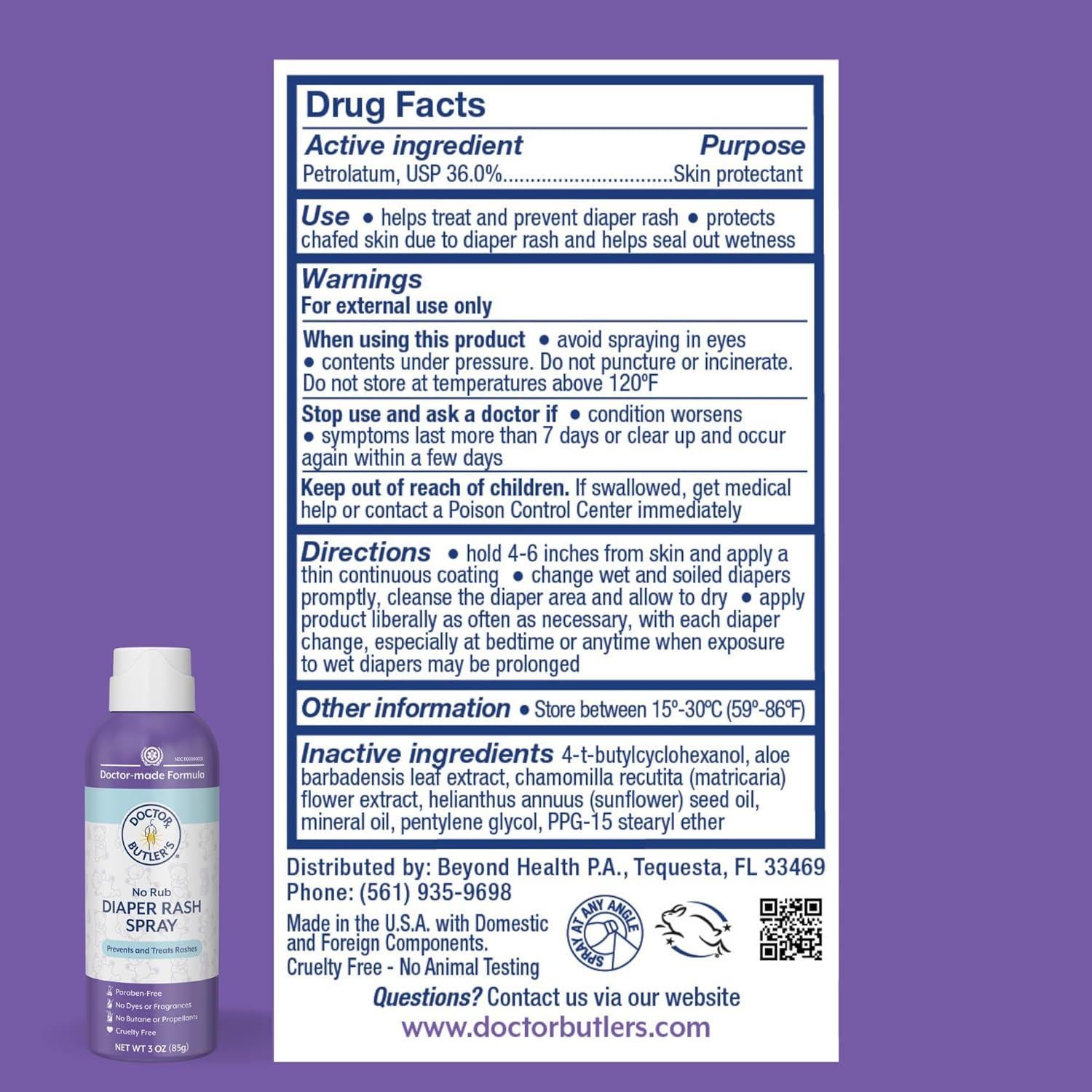 Spray para Erupciones de Pañal Doctor Butler 85g - Sin Contacto