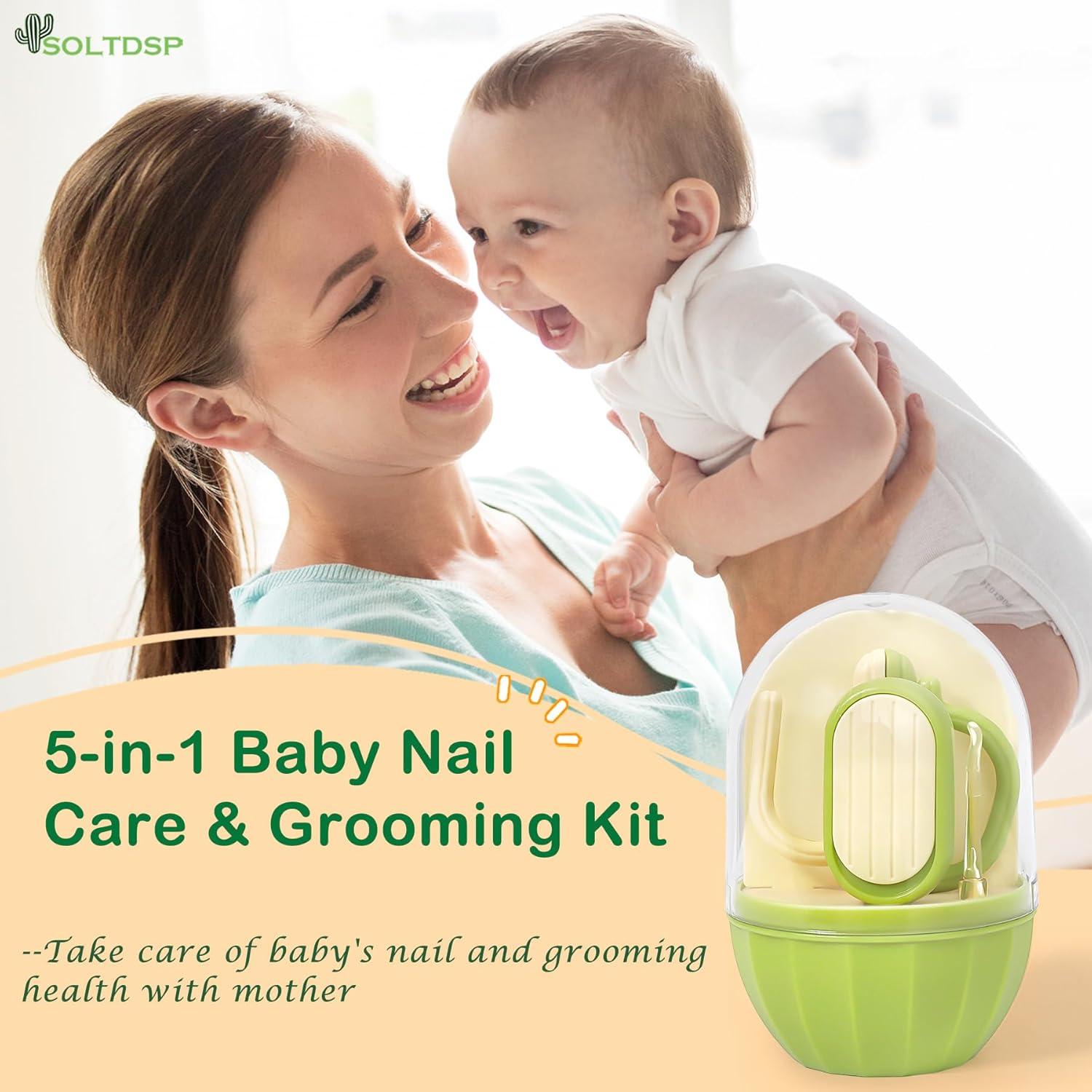 Kit de Uñas para Bebés 5 en 1 Soltdsp Verde con Estuche