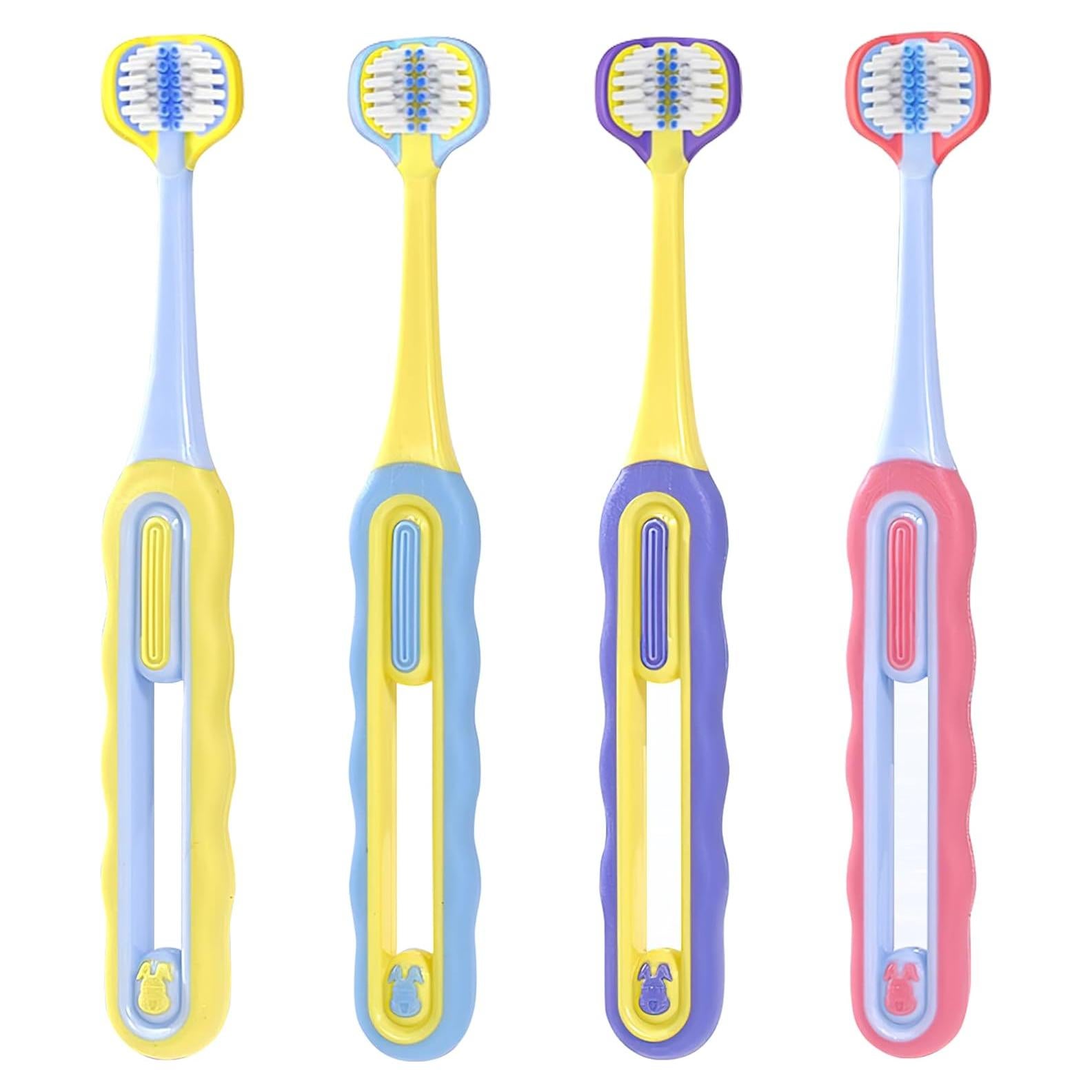 Cepillo de Dientes para Niños 3 Lados FOREVIVE 4-Pack Cerdas Suaves