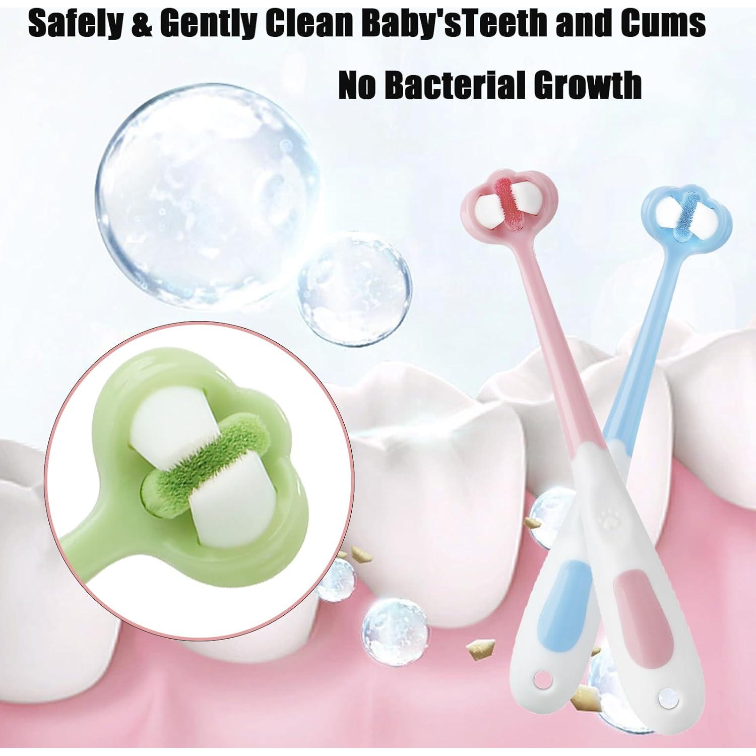 Set de 3 Cepillos de Dientes PandaEar para Bebés 1-4 Años