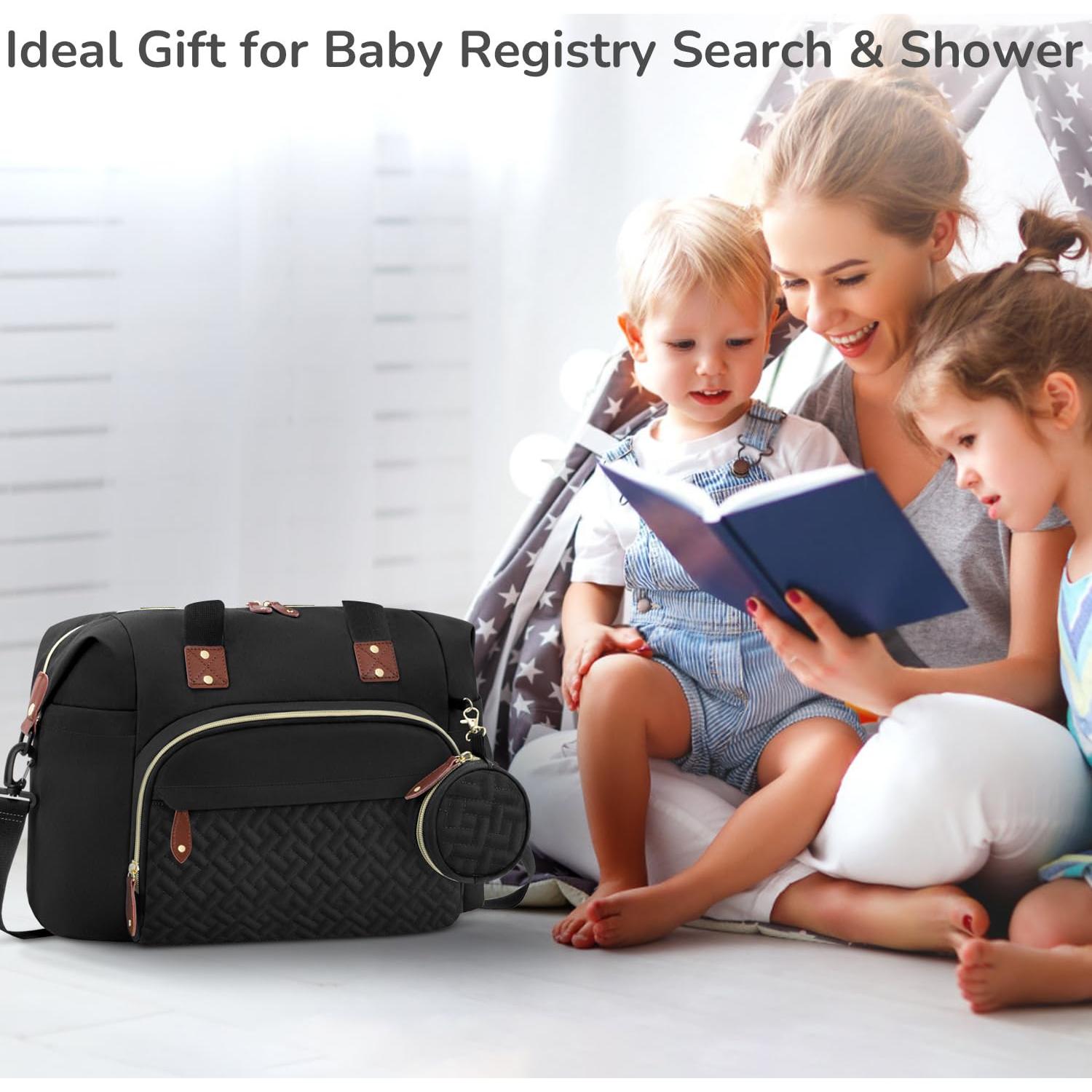 Bolsa de Pañales Tote Tenot Mediana Negra con 10 Bolsillos