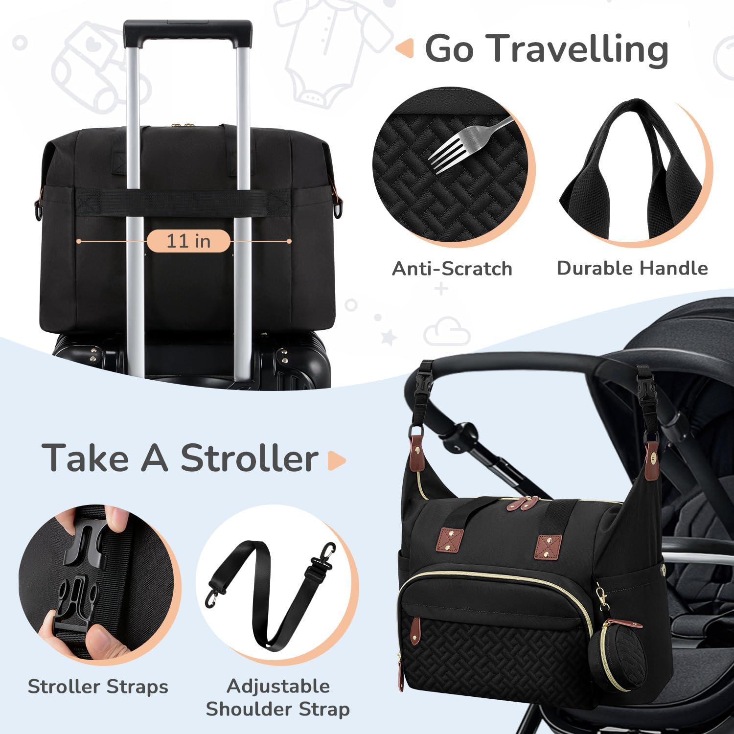 Bolsa de Pañales Tote Tenot Mediana Negra con 10 Bolsillos