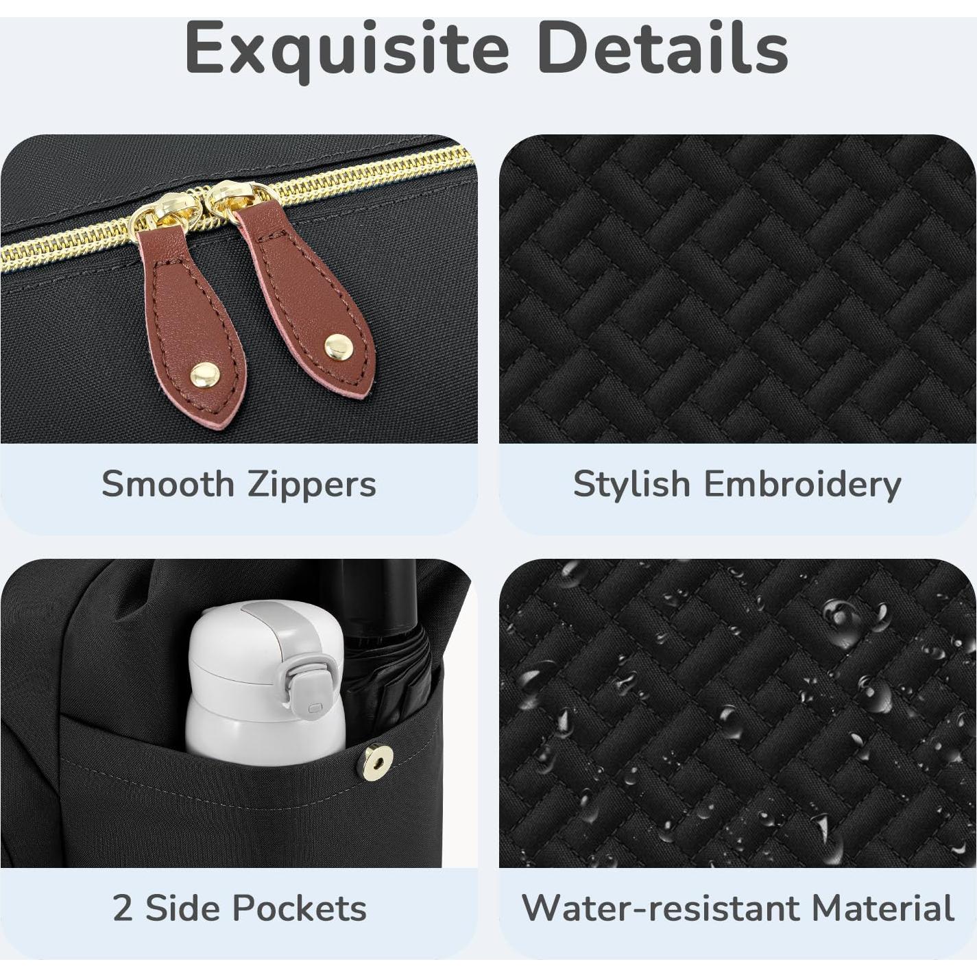 Bolsa de Pañales Tote Tenot Mediana Negra con 10 Bolsillos