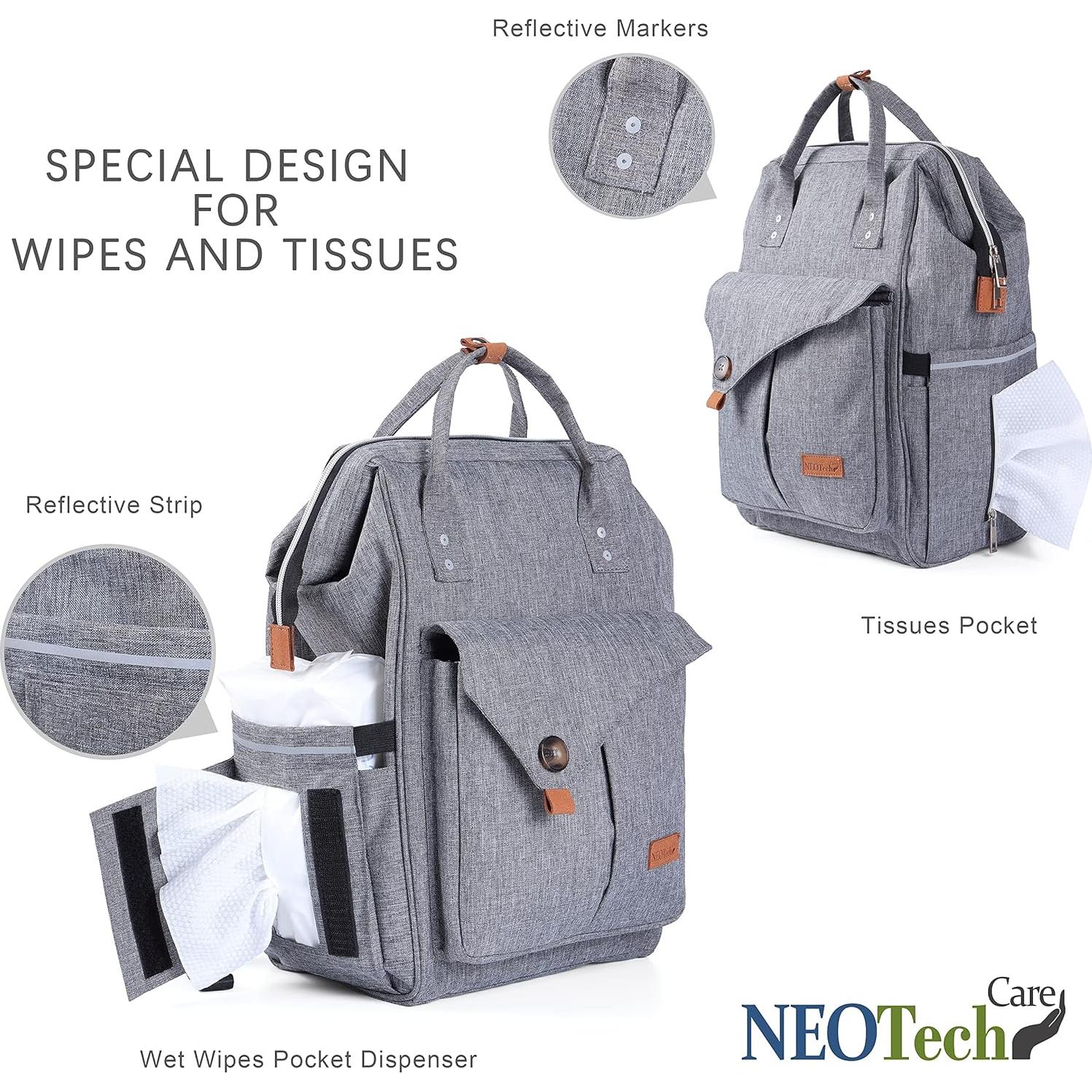 Mochila de Pañales NeoTech Care Gris, Amplia y Multifuncional