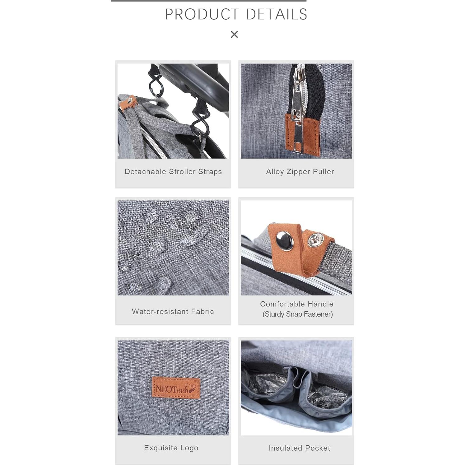 Mochila de Pañales NeoTech Care Gris, Amplia y Multifuncional