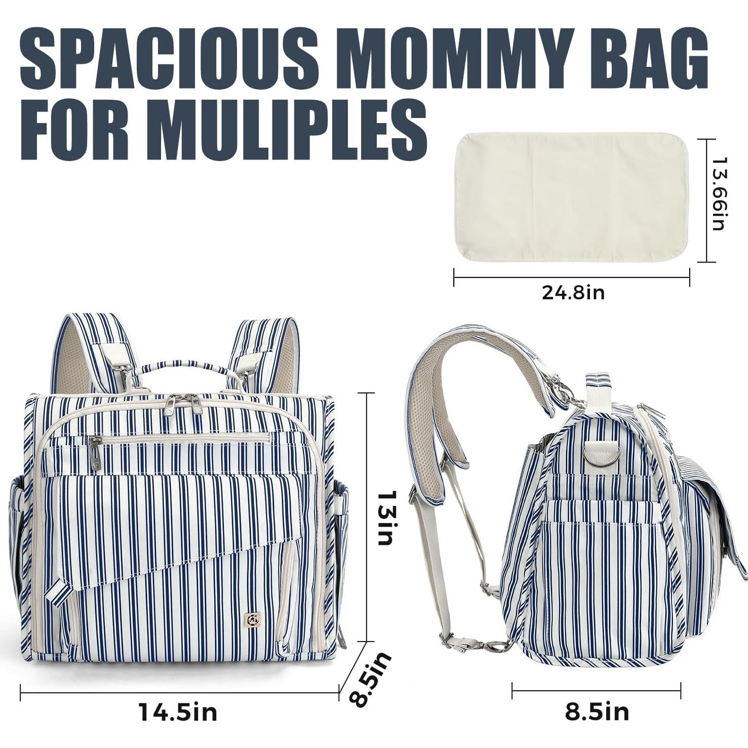 Bolsa de Pañales Grande ALLCAMP Rayas Azules, Resistente al Agua