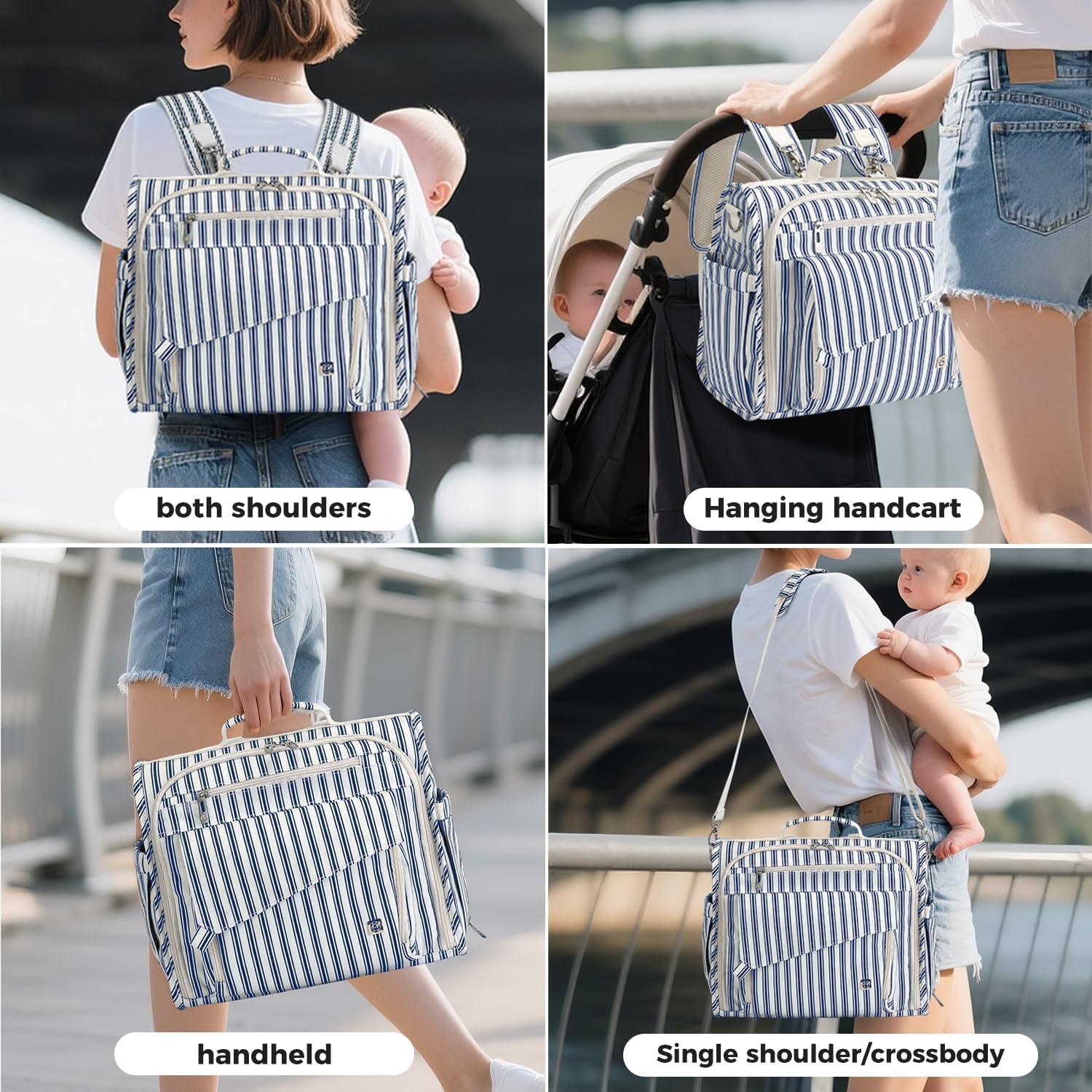 Bolsa de Pañales Grande ALLCAMP Rayas Azules, Resistente al Agua