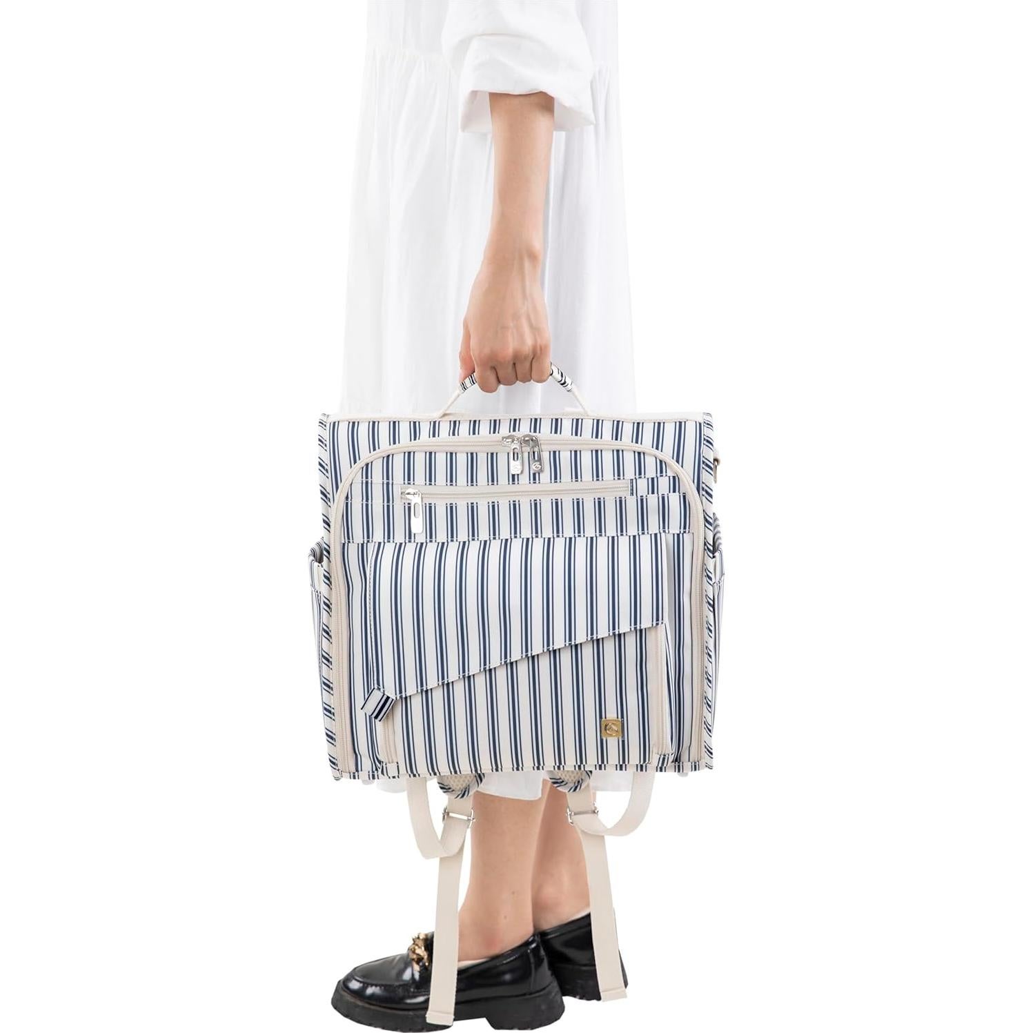 Bolsa de Pañales Grande ALLCAMP Rayas Azules, Resistente al Agua