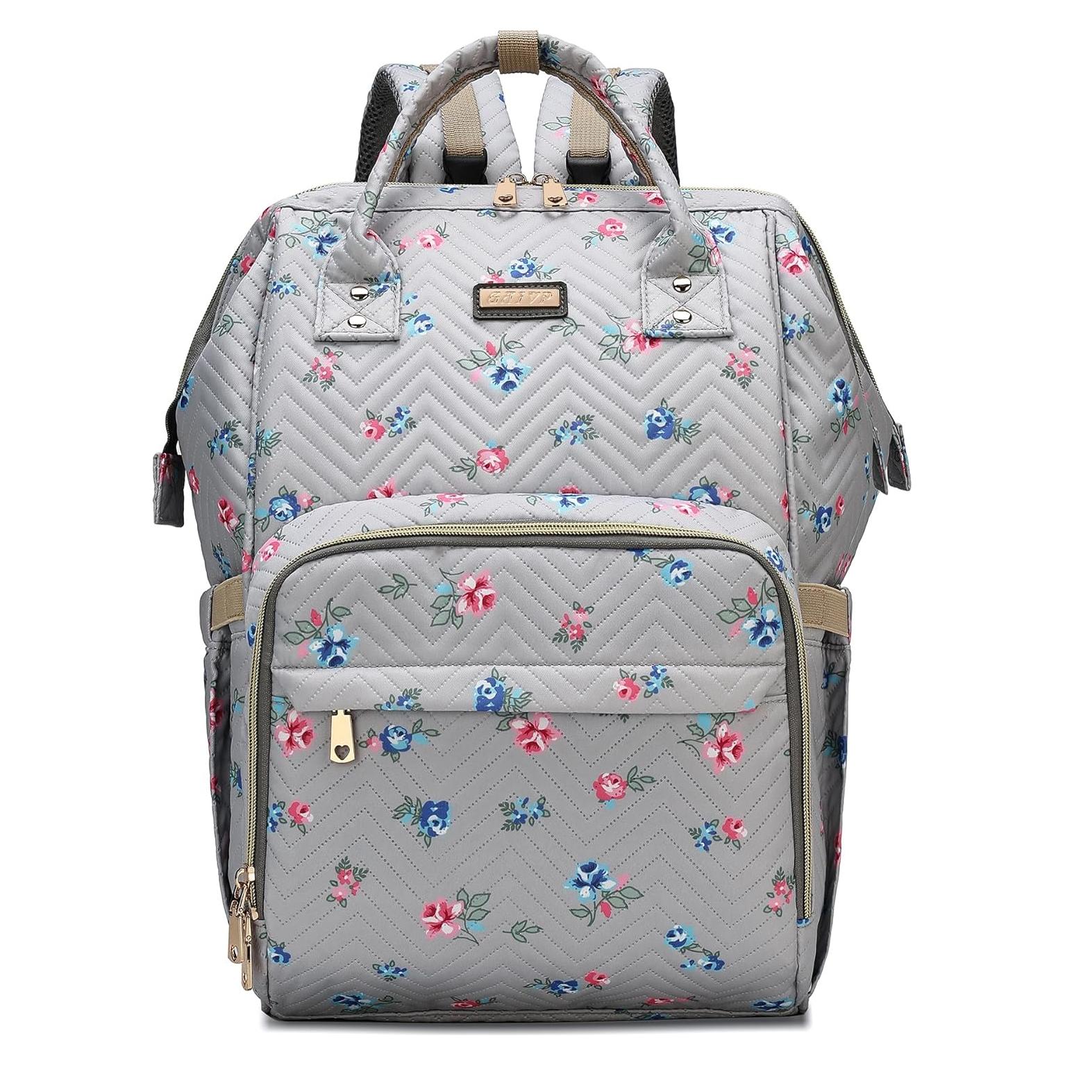 Mochila de Pañales GAIVP Unisex Flores Grises 30L
