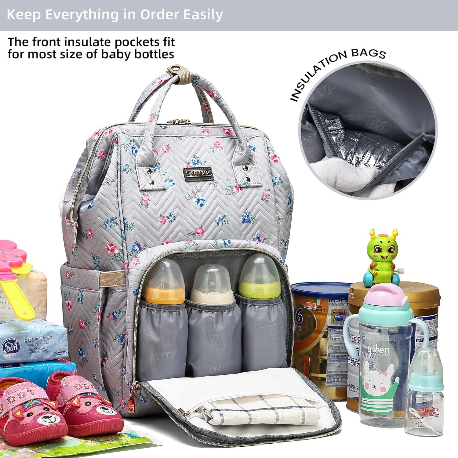 Mochila de Pañales GAIVP Unisex Flores Grises 30L