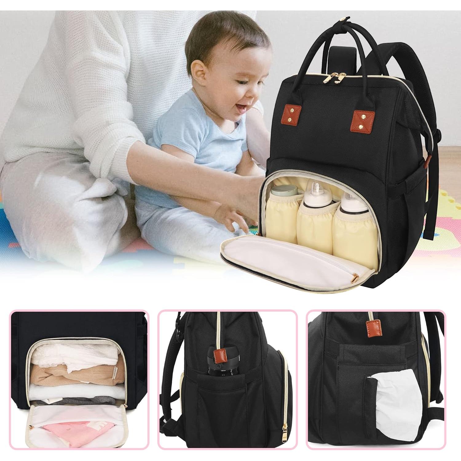 Mochila de Pañales Femuar Multifuncional Negra 37L