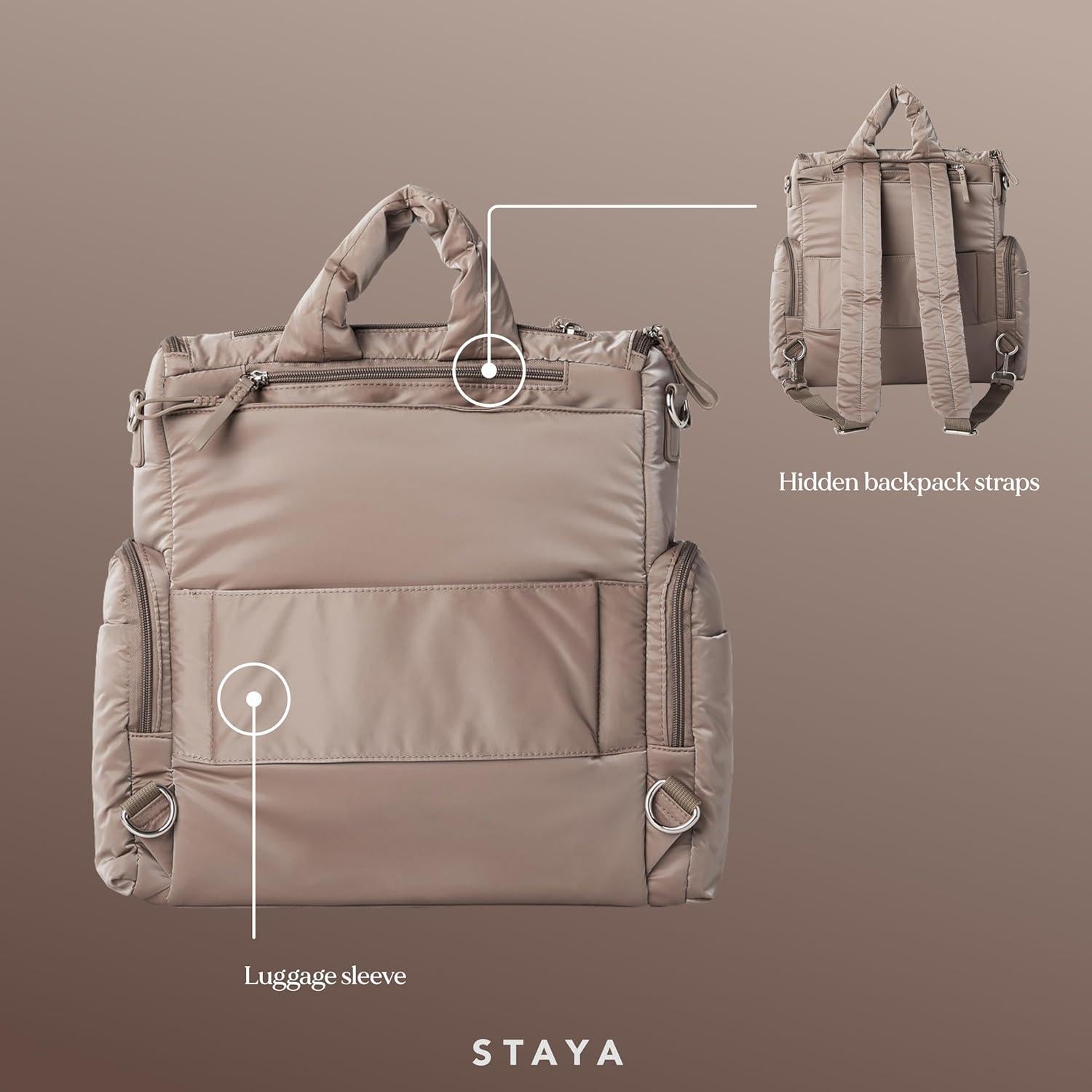 Mochila Grande para Pañales Staya Beige - 12.3L, Nylon Duradero