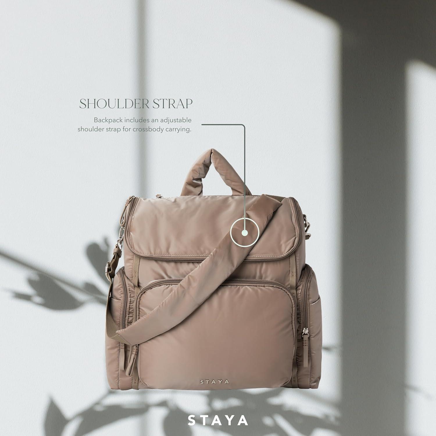 Mochila Grande para Pañales Staya Beige - 12.3L, Nylon Duradero