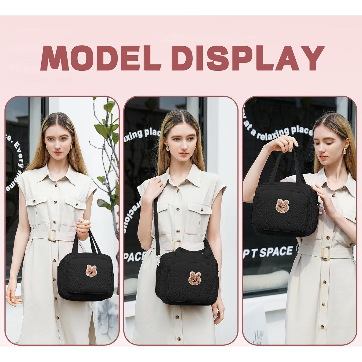 Bolso de Pañales Pequeño Nylon Negro - 8 Bolsillos, Ligero