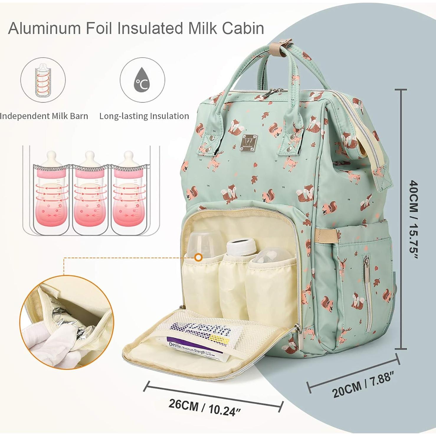 Mochila de Pañales Camillemma Verde Grande Impermeable 20.8L