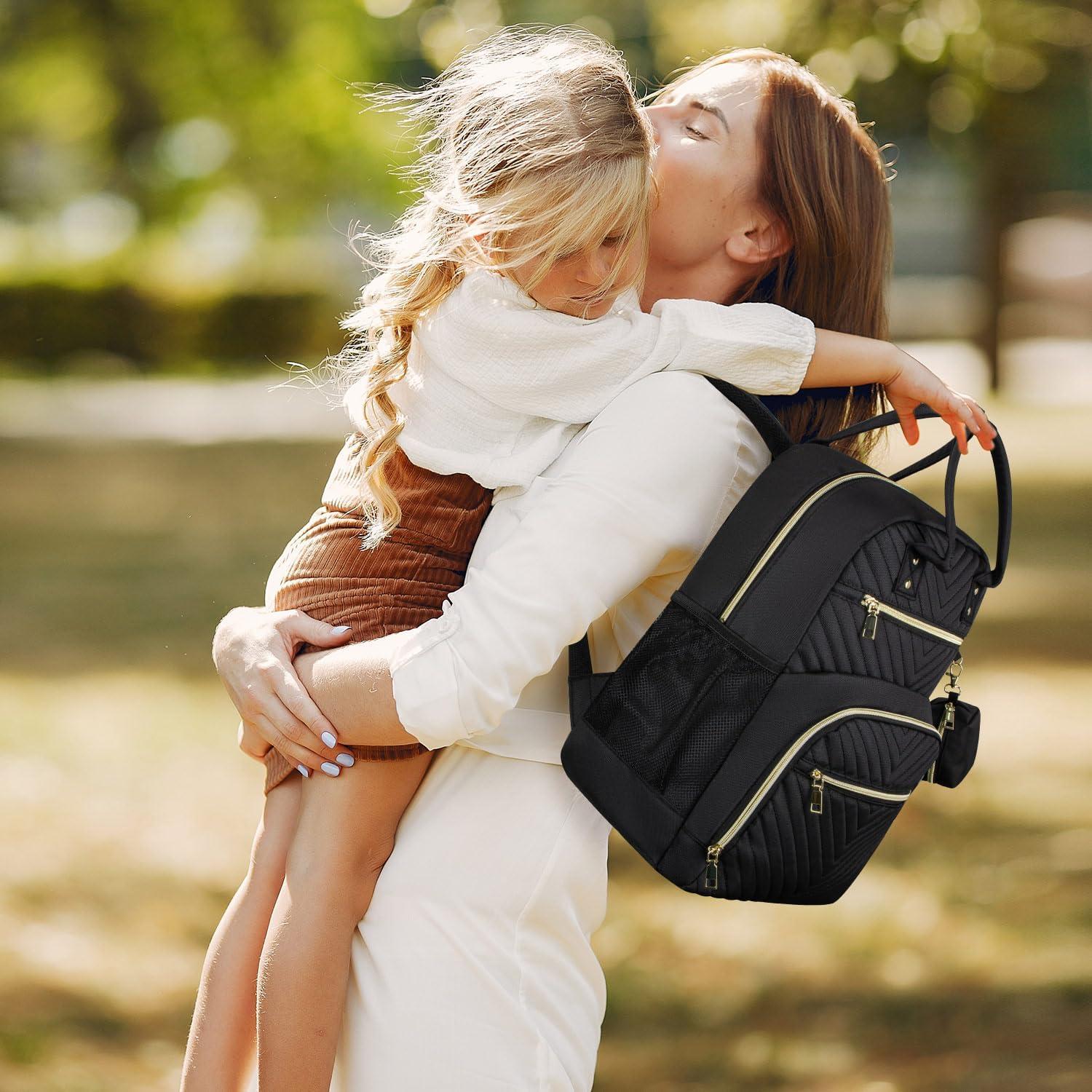 Mochila para Pañales Pritent Negra, Gran Capacidad 18L