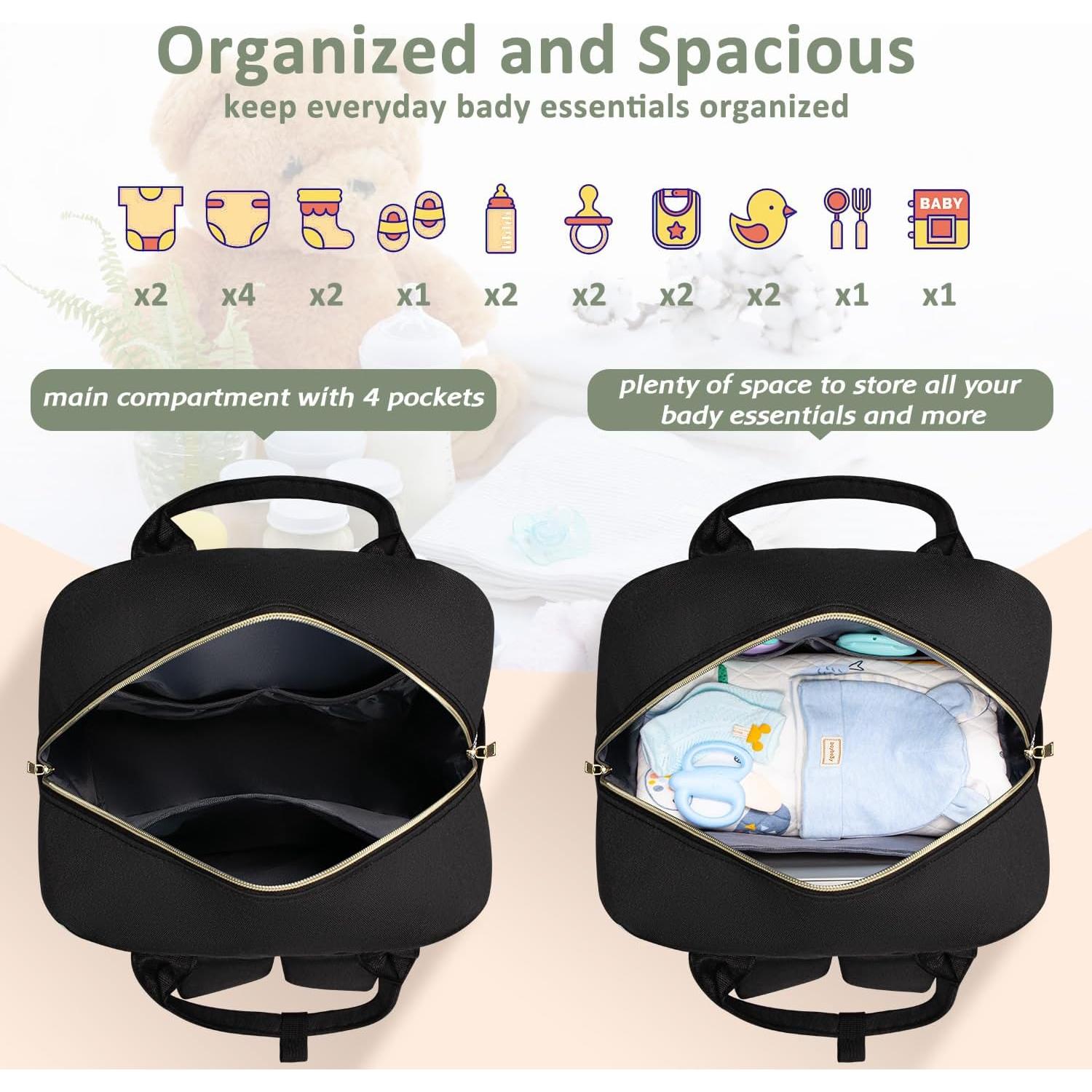 Mochila para Pañales Pritent Negra, Gran Capacidad 18L