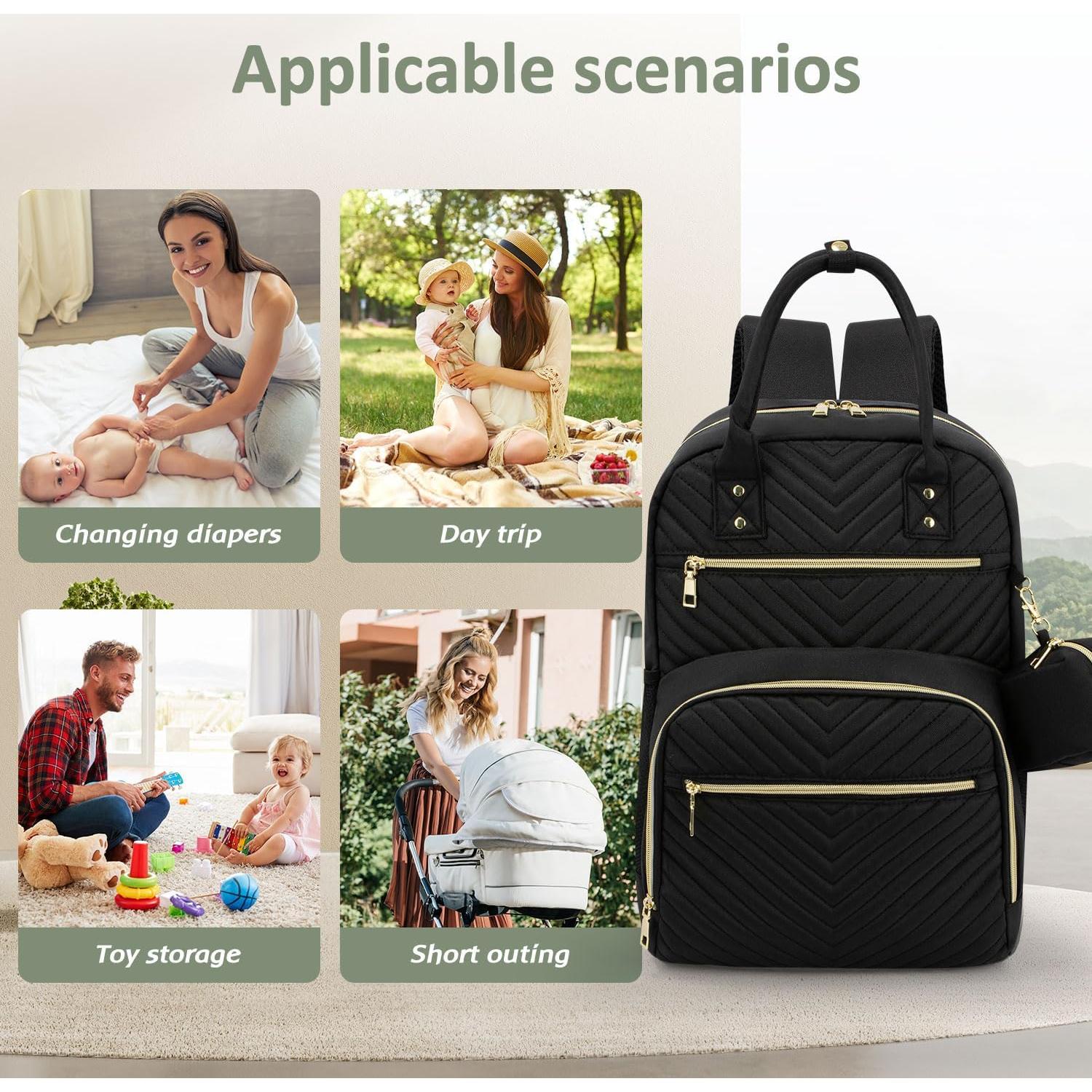 Mochila para Pañales Pritent Negra, Gran Capacidad 18L